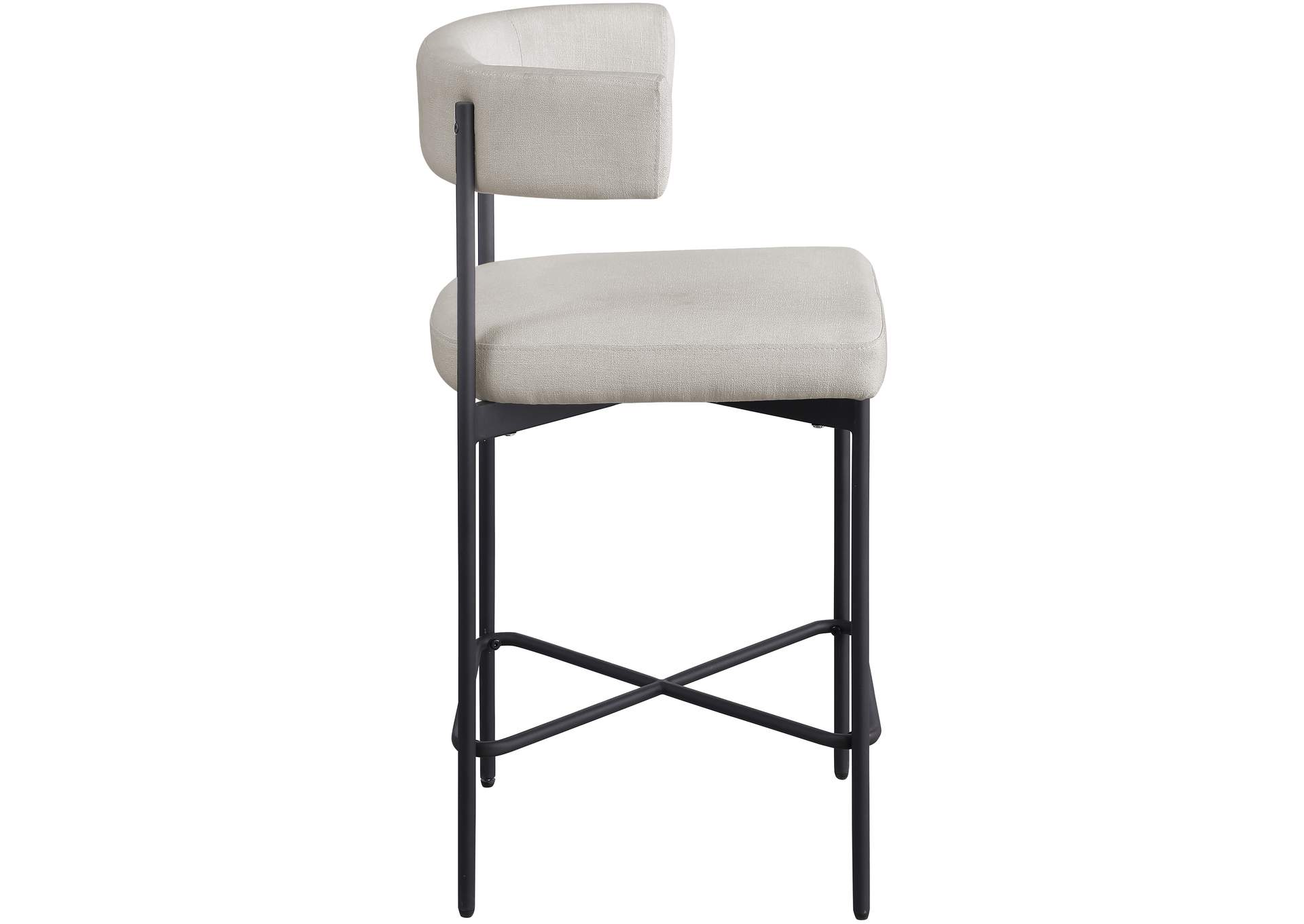Rivage Beige Durable Linen Textured Fabric Stool Set of 2,Meridian Furniture
