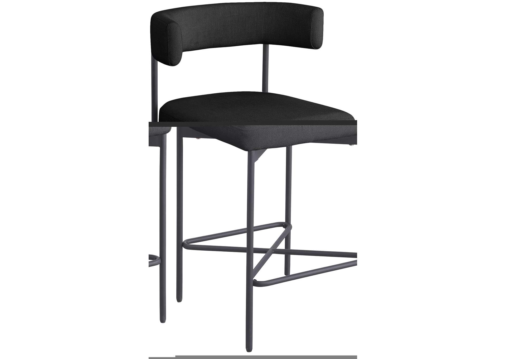 Rivage Black Durable Linen Textured Fabric Stool Set of 2,Meridian Furniture