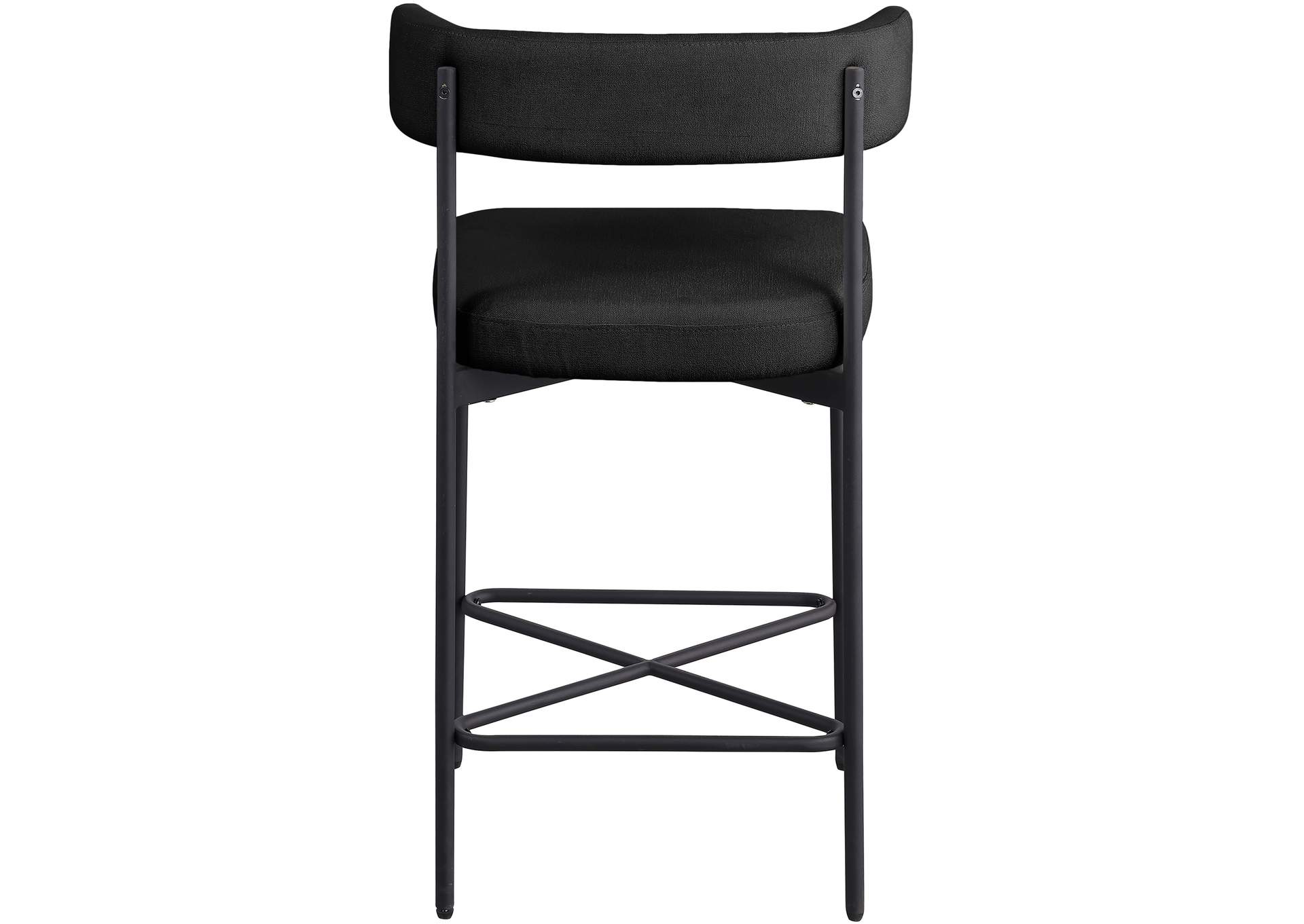 Rivage Black Durable Linen Textured Fabric Stool Set of 2,Meridian Furniture