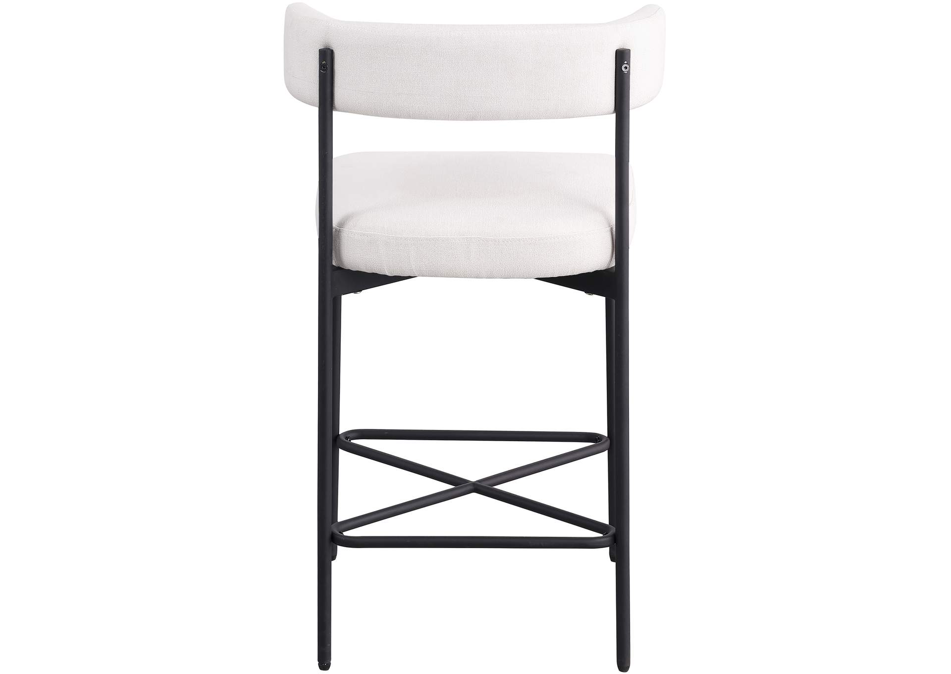 Rivage Cream Durable Linen Textured Fabric Stool Set of 2,Meridian Furniture