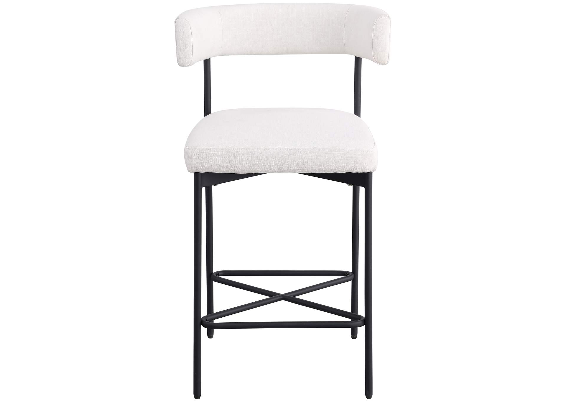 Rivage Cream Durable Linen Textured Fabric Stool Set of 2,Meridian Furniture