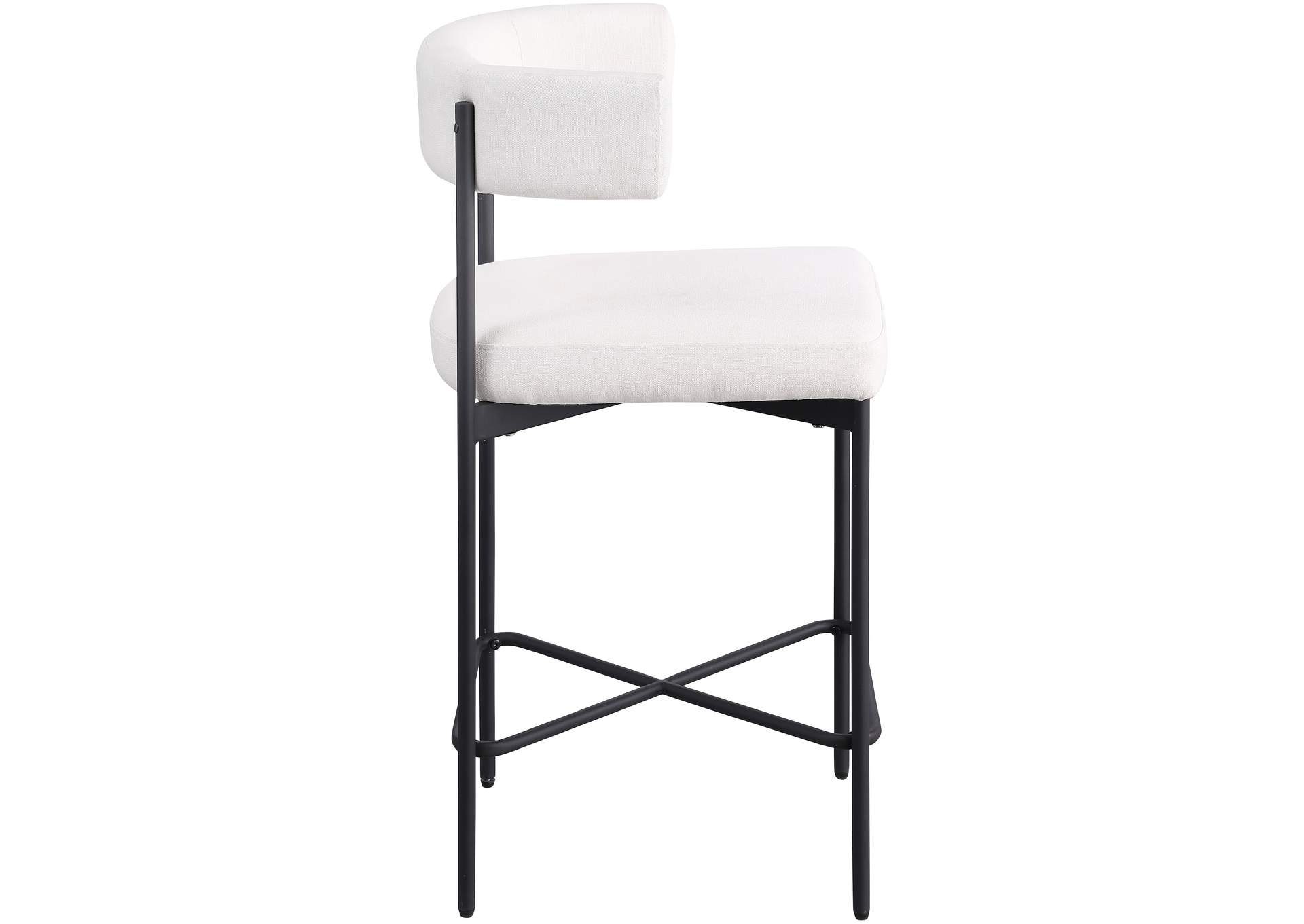 Rivage Cream Durable Linen Textured Fabric Stool Set of 2,Meridian Furniture