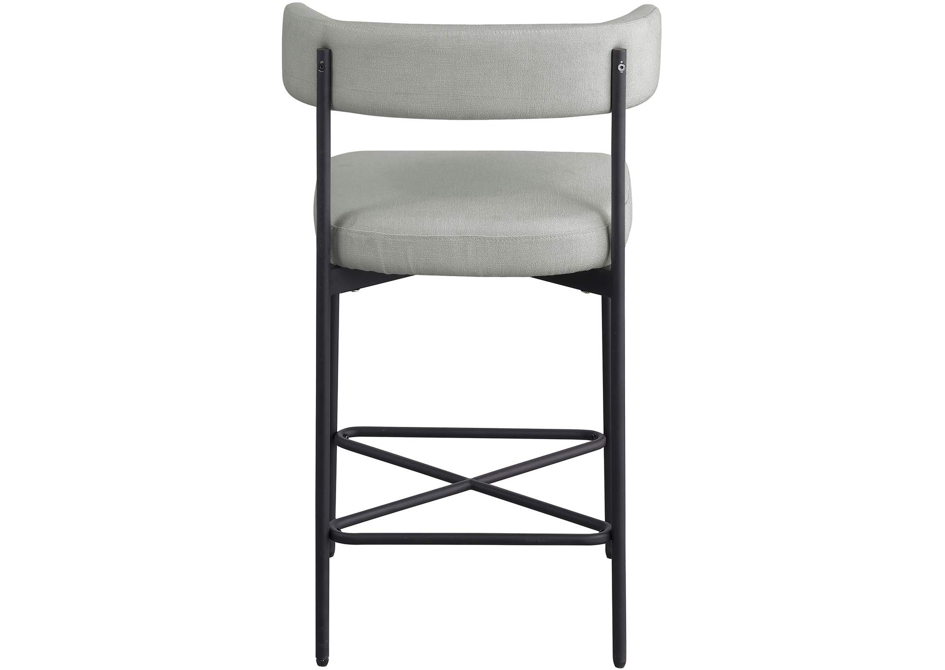 Rivage Light Grey Durable Linen Textured Fabric Stool Set of 2,Meridian Furniture