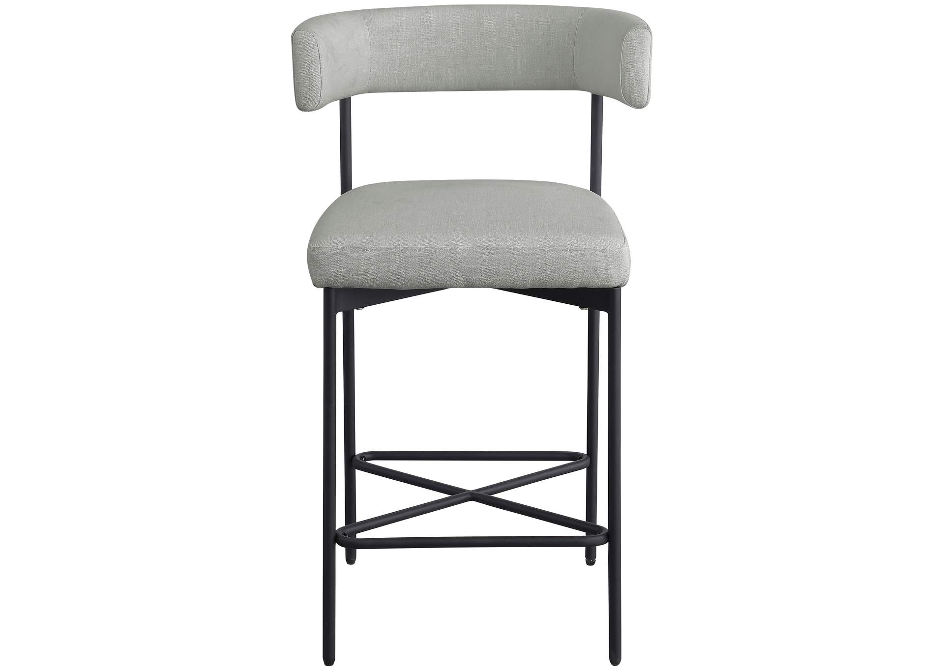 Rivage Light Grey Durable Linen Textured Fabric Stool Set of 2,Meridian Furniture