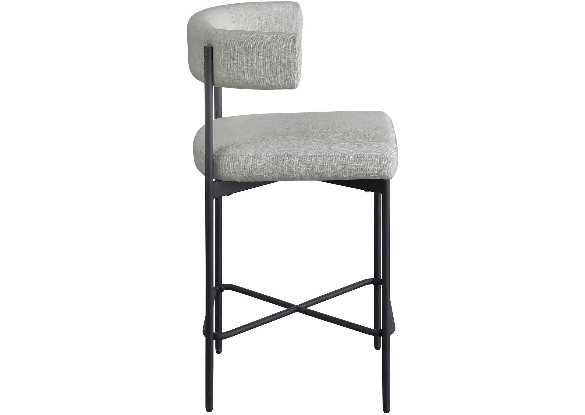 Rivage Light Grey Durable Linen Textured Fabric Stool Set of 2,Meridian Furniture