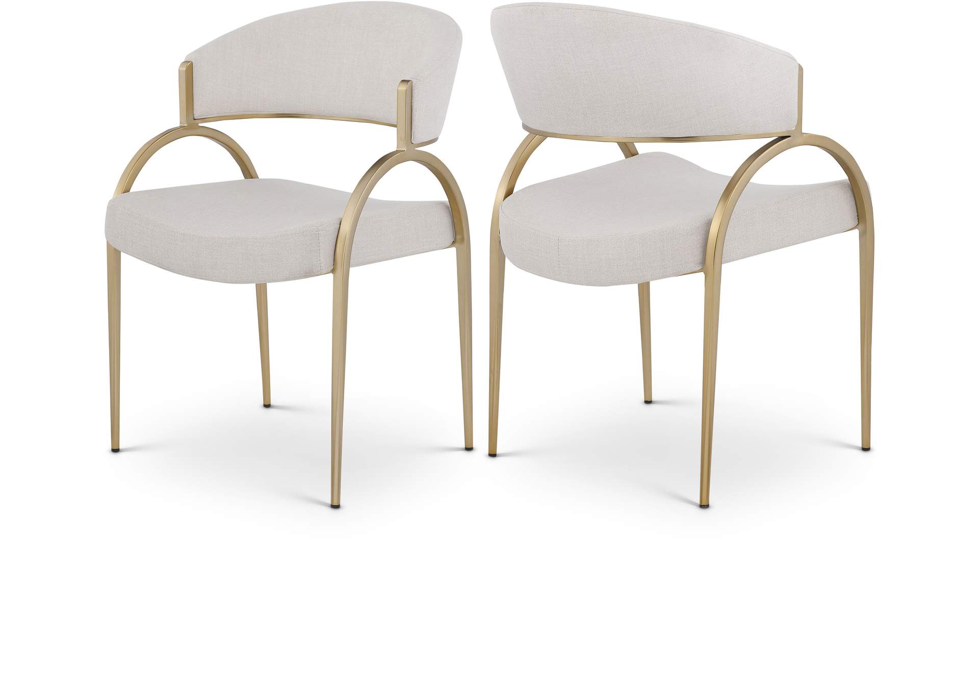 Privet Beige Linen Textured Fabric Dining Chair Set of 2,Meridian Furniture