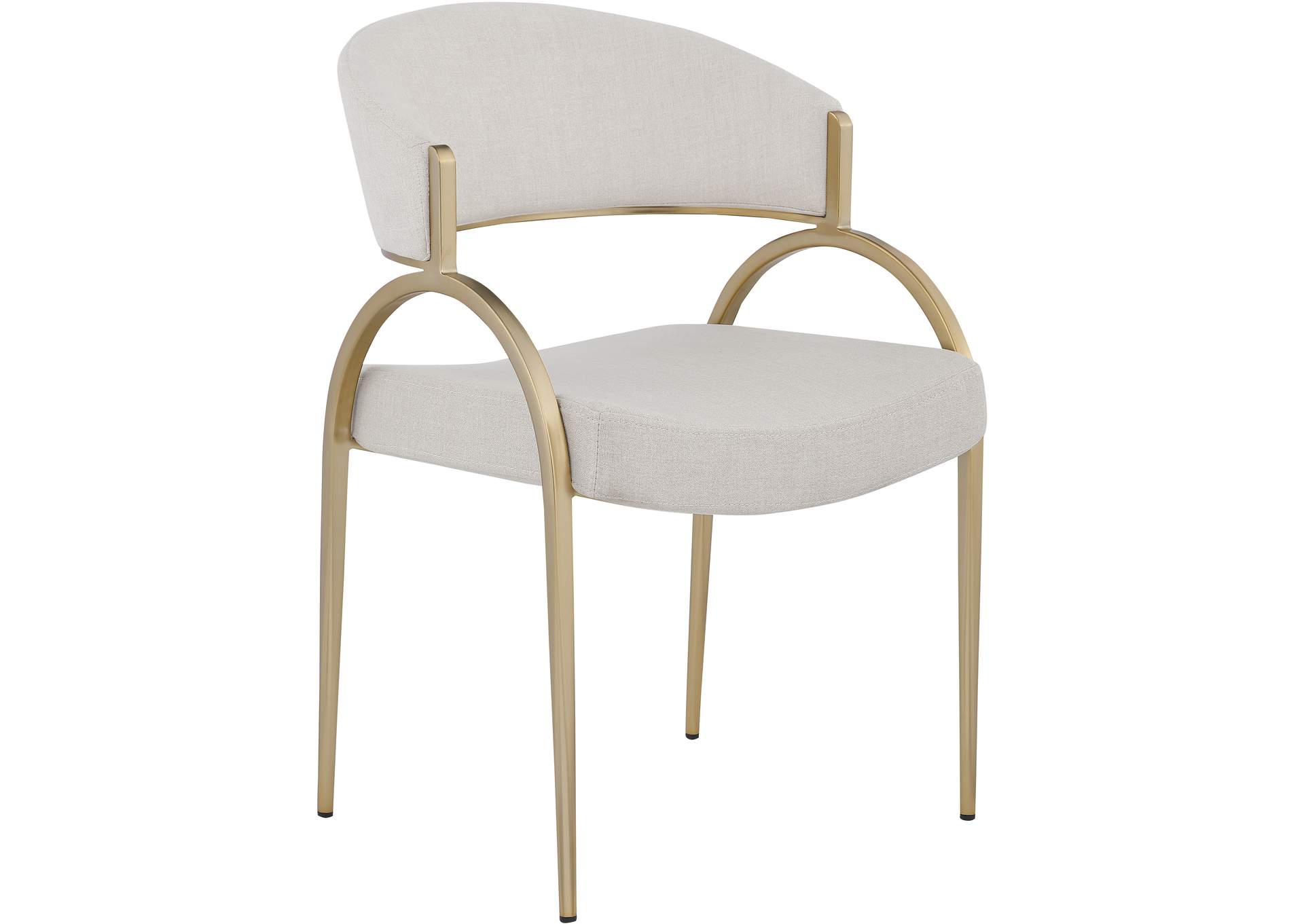 Privet Beige Linen Textured Fabric Dining Chair Set of 2,Meridian Furniture