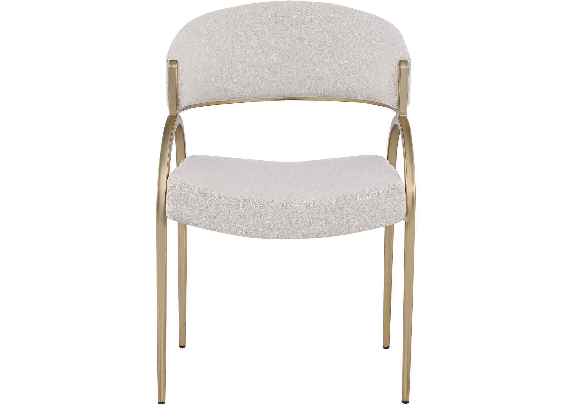 Privet Beige Linen Textured Fabric Dining Chair Set of 2,Meridian Furniture