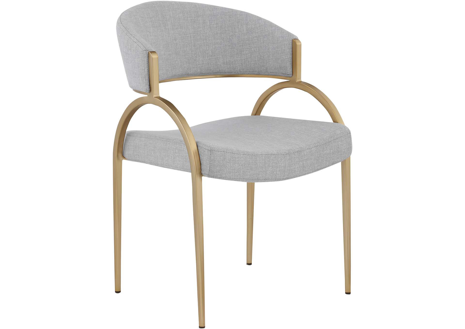 Privet Grey Linen Textured Fabric Dining Chair Set of 2,Meridian Furniture