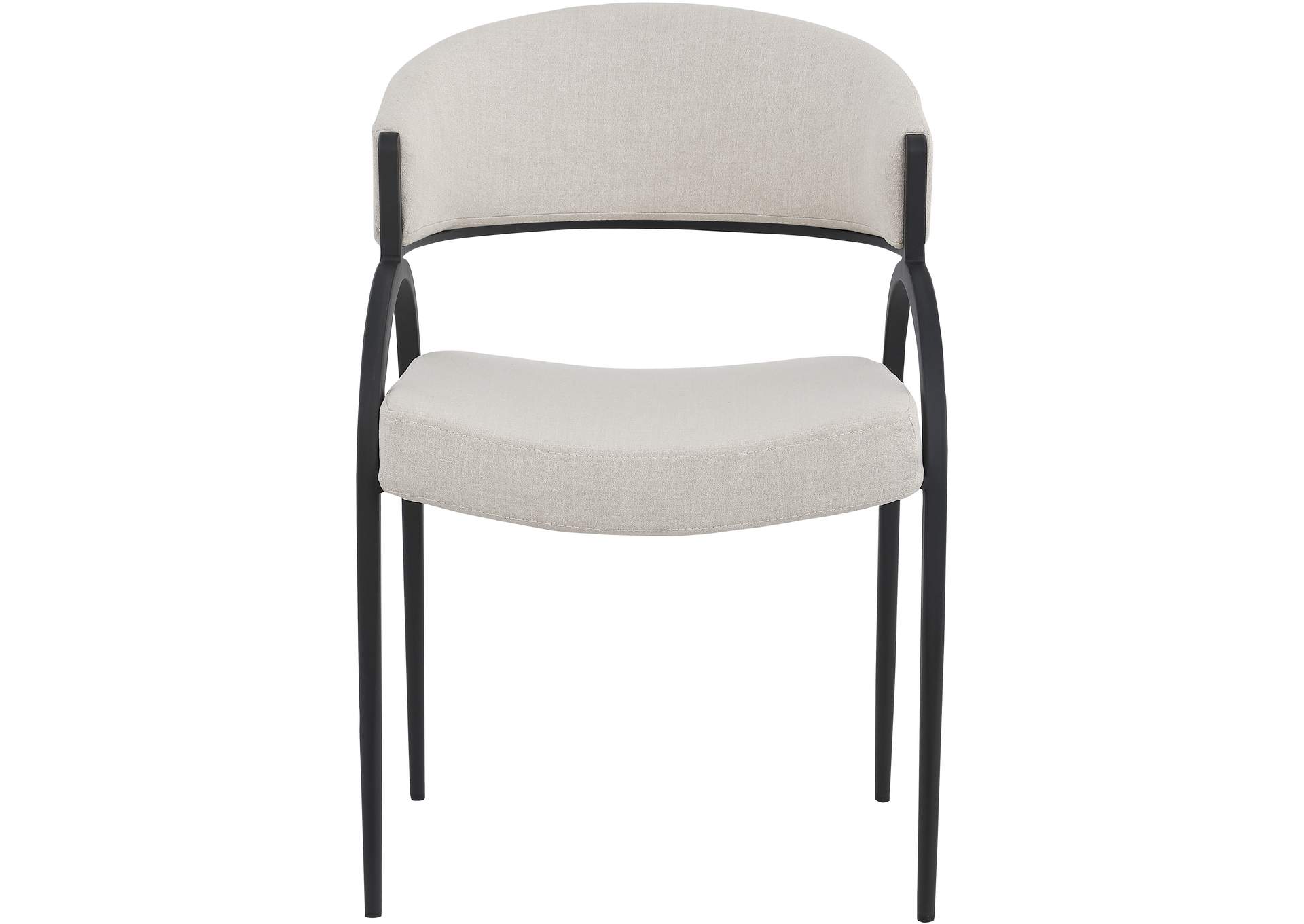 Privet Beige Linen Textured Fabric Dining Chair Set of 2,Meridian Furniture