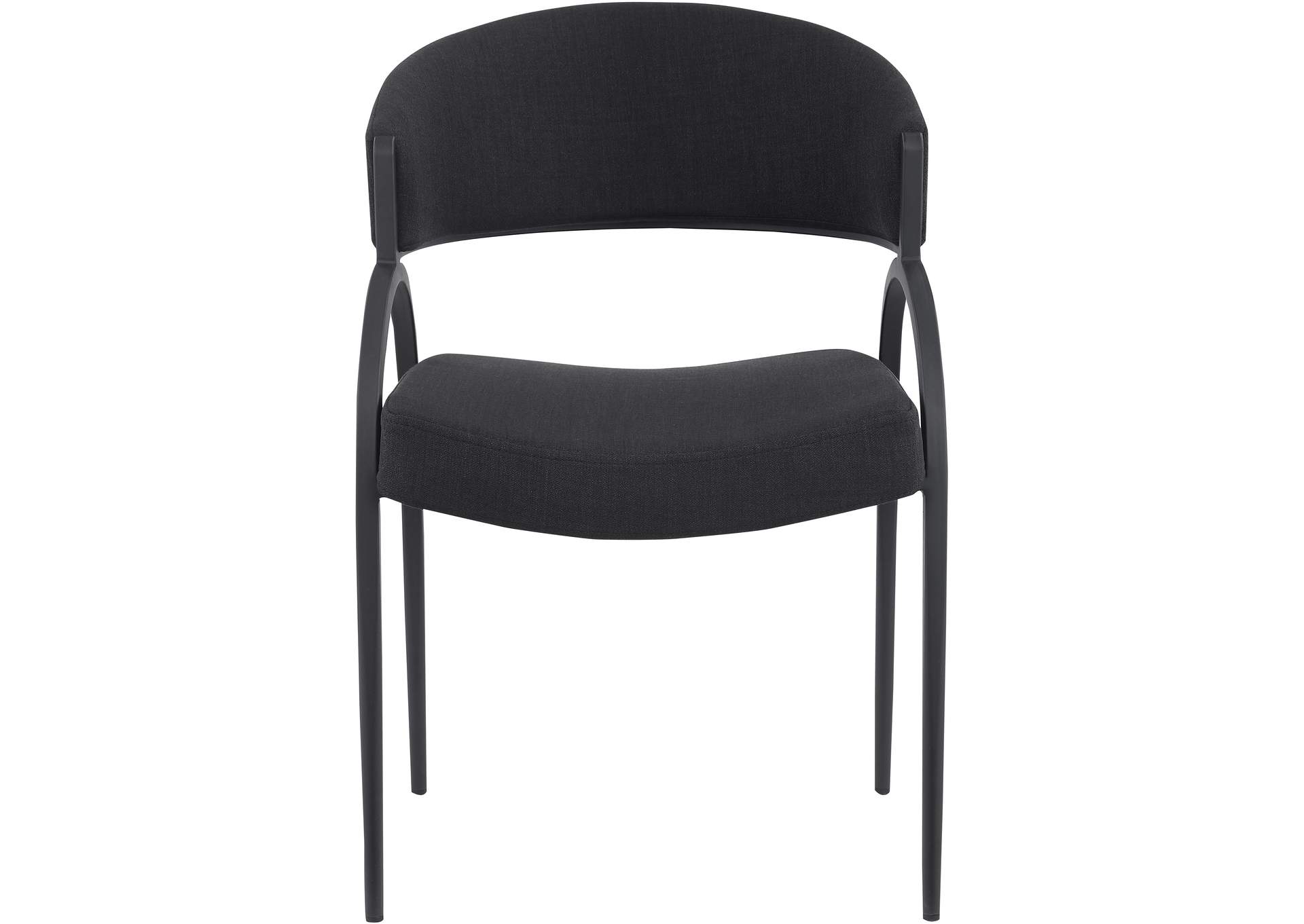 Privet Black Linen Textured Fabric Dining Chair Set of 2,Meridian Furniture