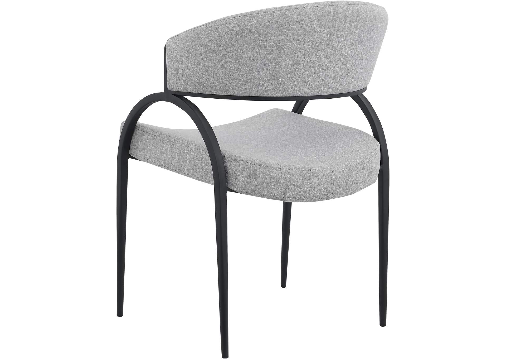 Privet Grey Linen Textured Fabric Dining Chair Set of 2,Meridian Furniture