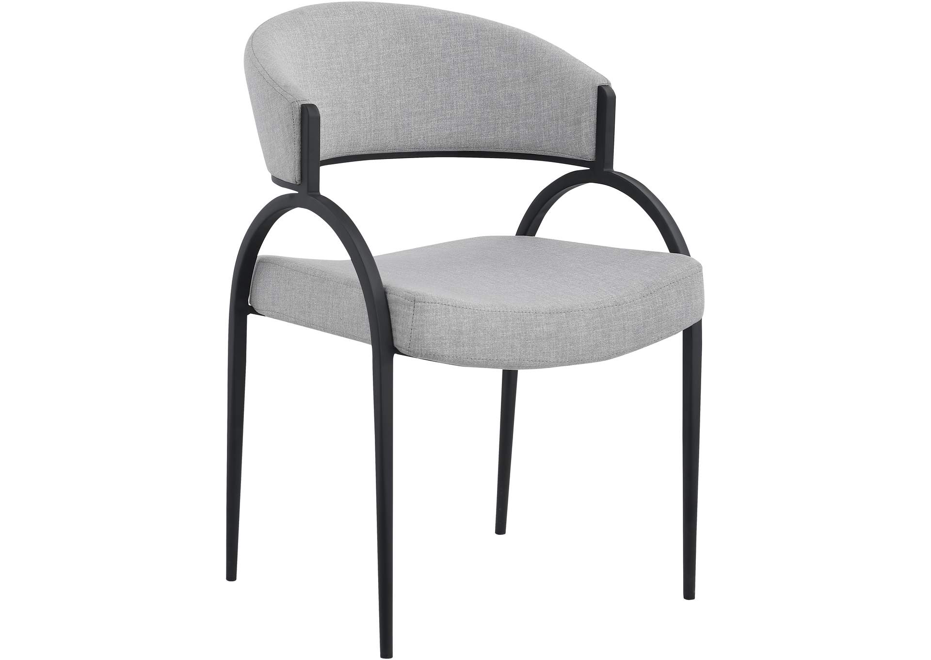 Privet Grey Linen Textured Fabric Dining Chair Set of 2,Meridian Furniture