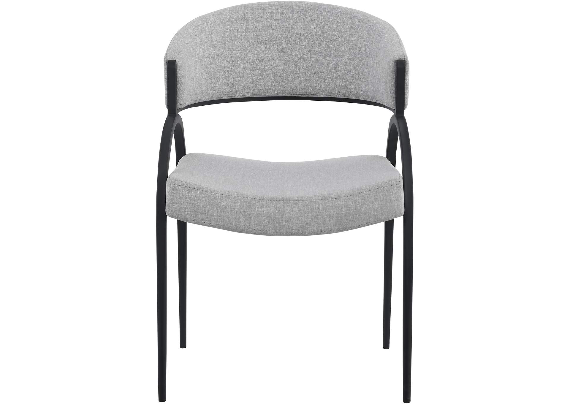 Privet Grey Linen Textured Fabric Dining Chair Set of 2,Meridian Furniture