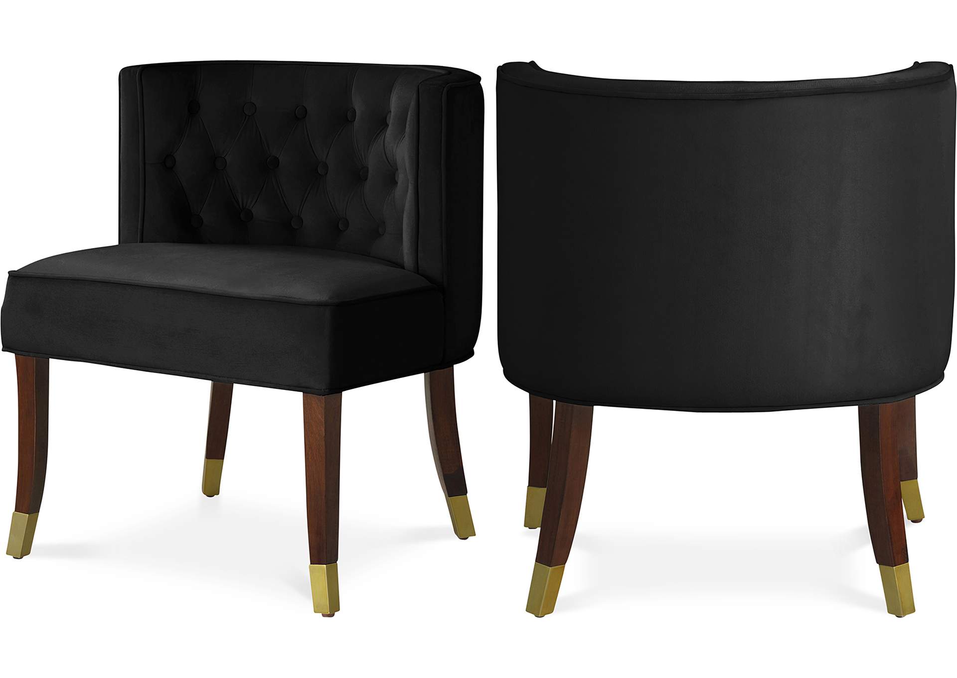 Perry Black Velvet Dining Chair Set of 2,Meridian Furniture