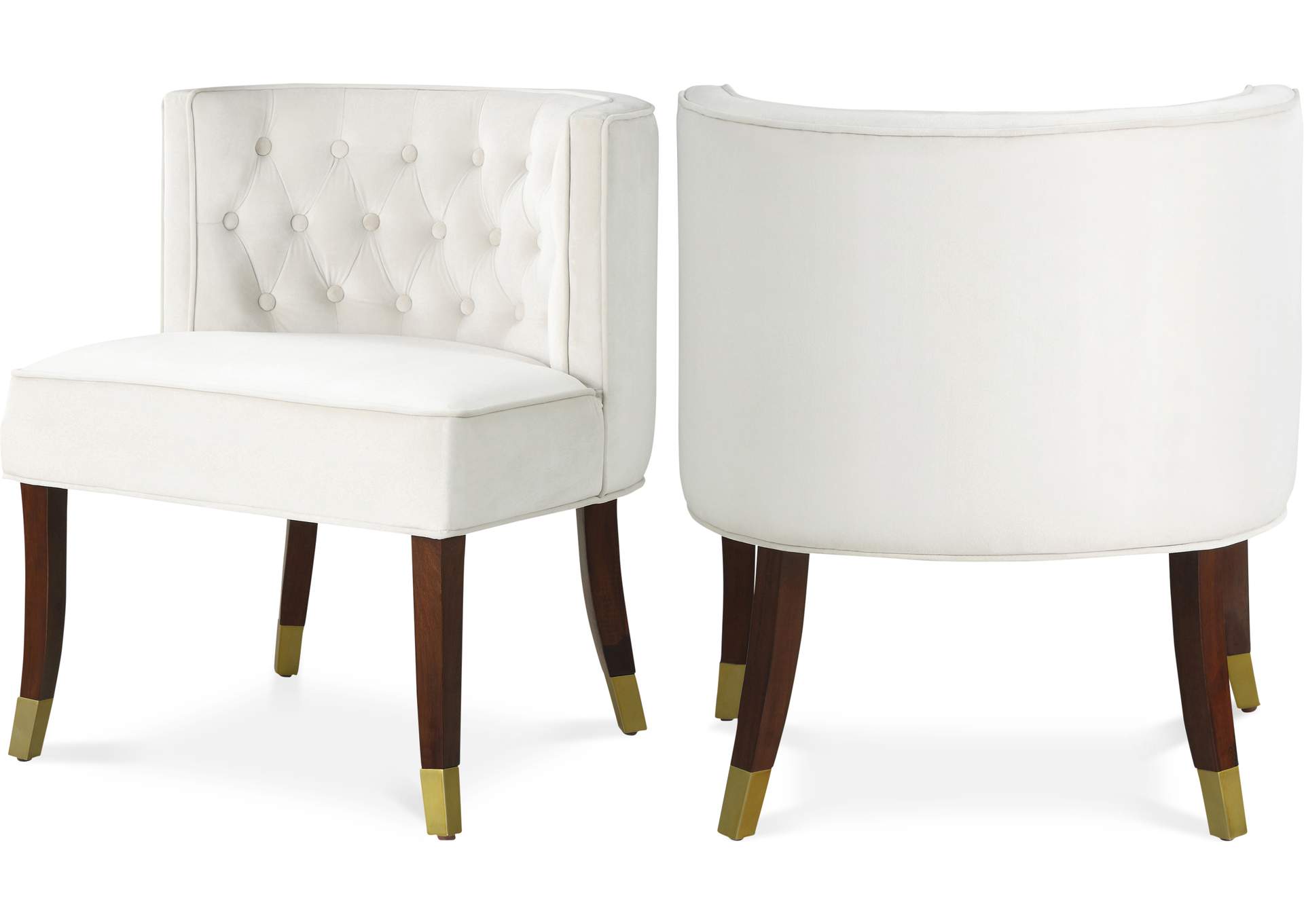 Perry Cream Velvet Dining Chair Set of 2,Meridian Furniture