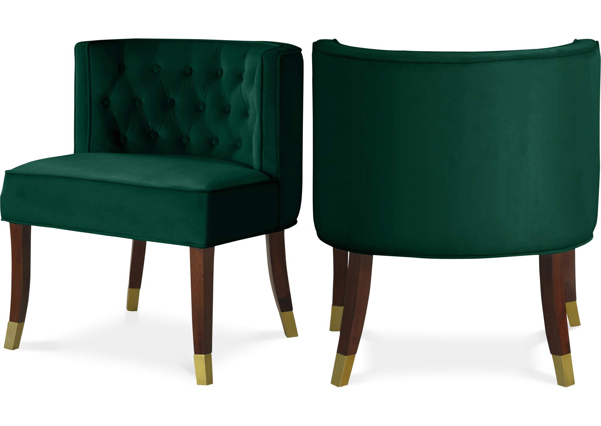 Perry Green Velvet Dining Chair Set of 2,Meridian Furniture