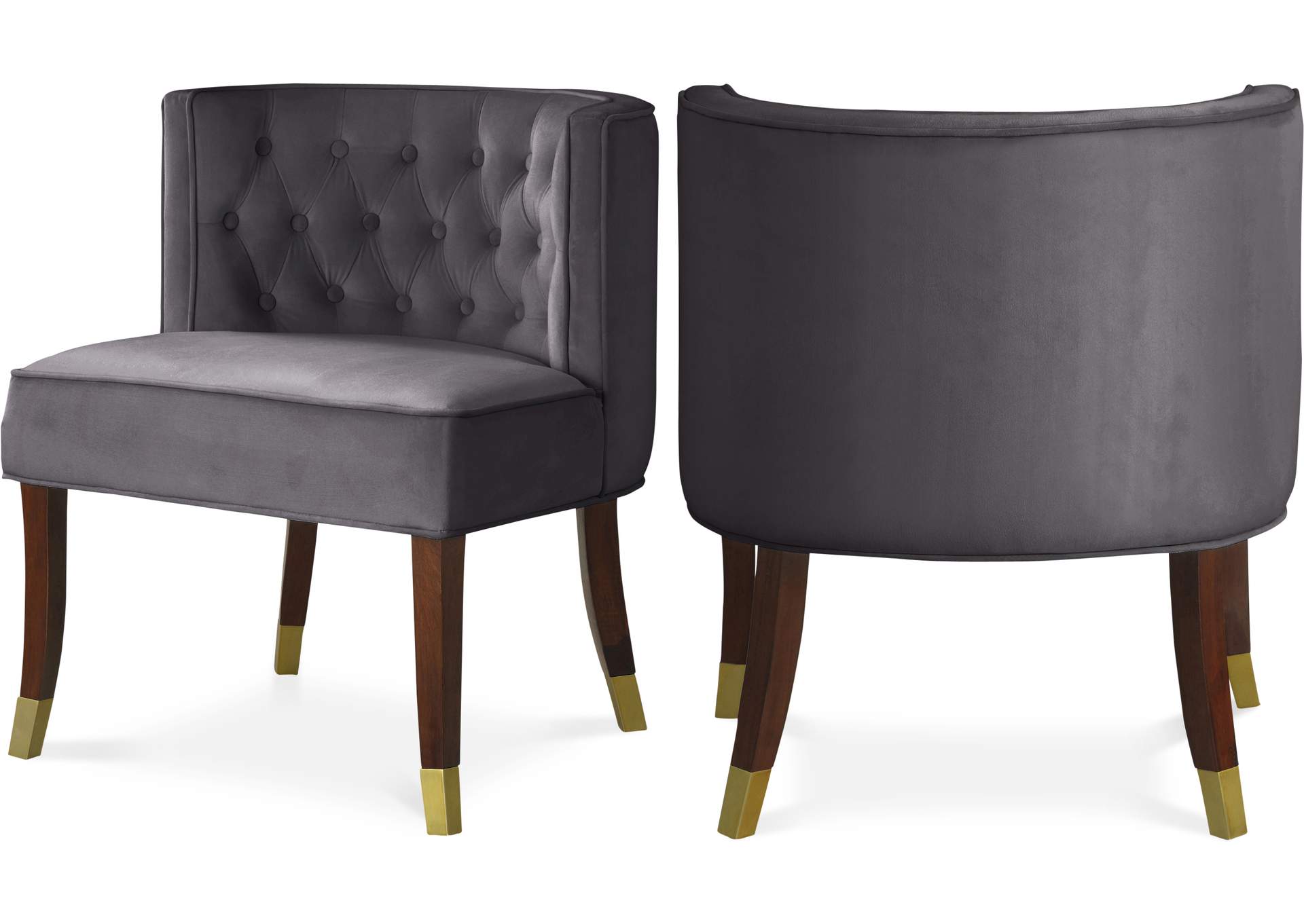 Perry Grey Velvet Dining Chair Set of 2,Meridian Furniture