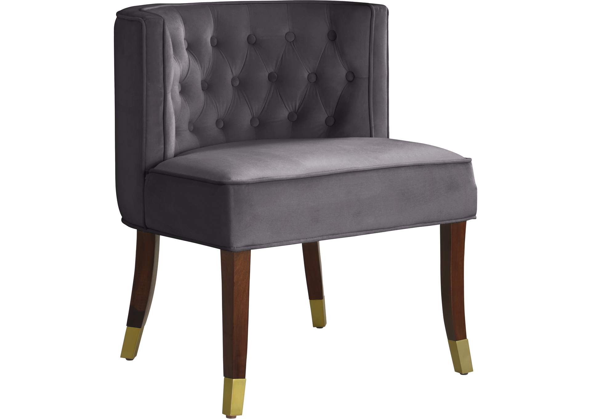 Perry Grey Velvet Dining Chair Set of 2,Meridian Furniture