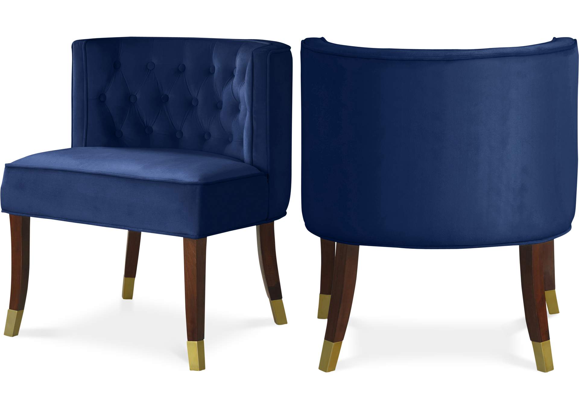 Perry Navy Velvet Dining Chair Set of 2,Meridian Furniture