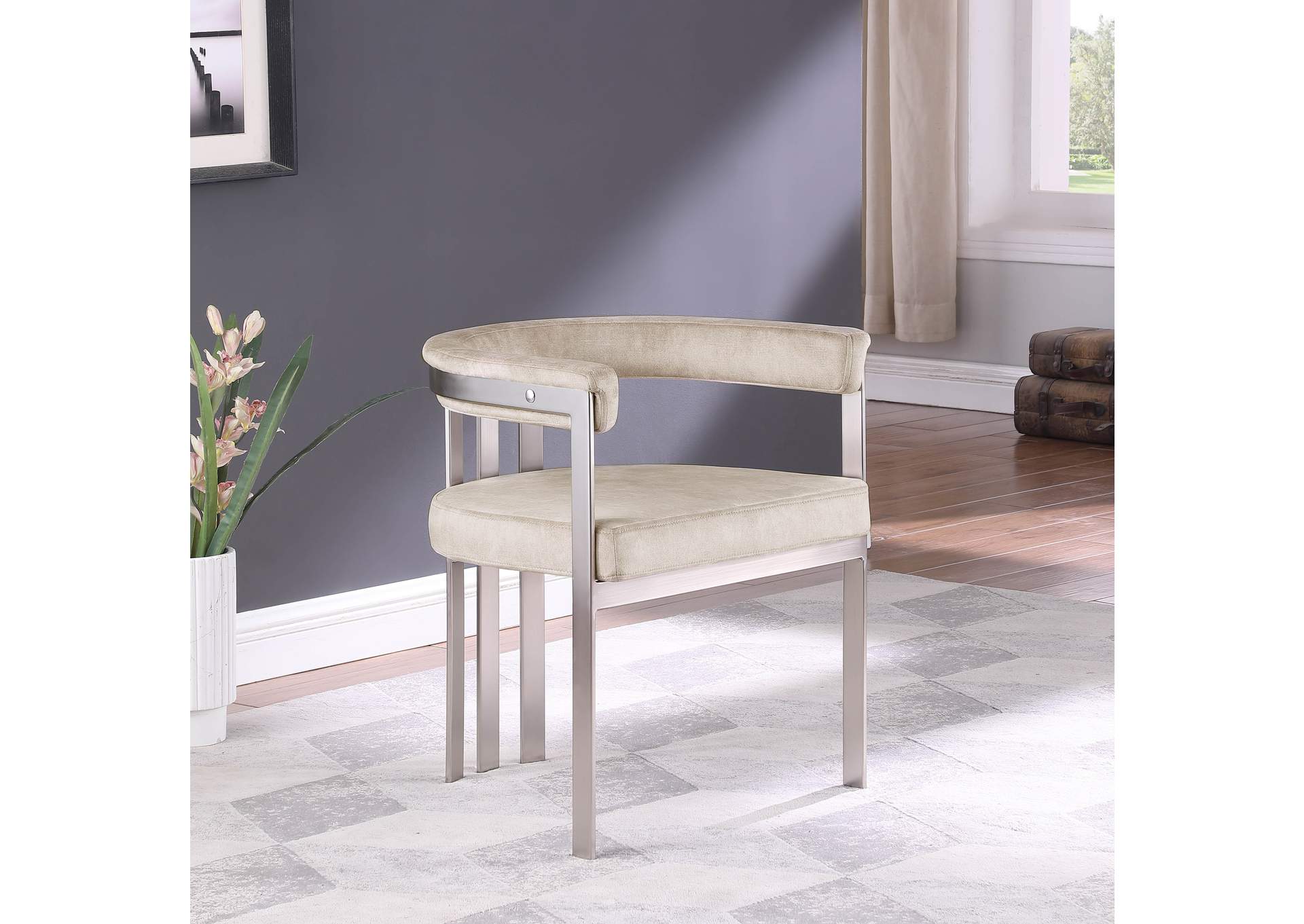 Marcello Beige Velvet Dining Chair Set of 2,Meridian Furniture