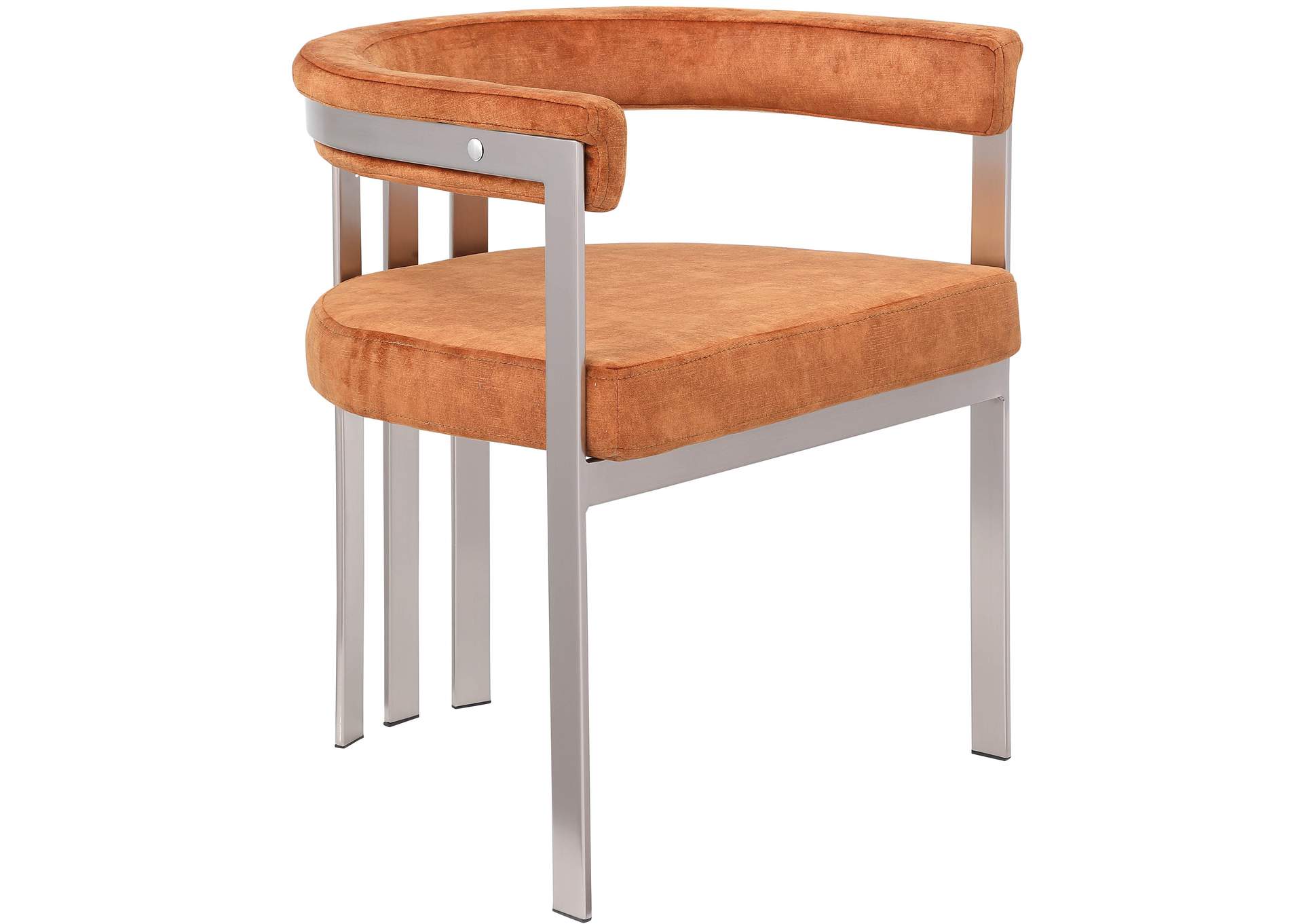 Marcello Cognac Velvet Dining Chair Set of 2,Meridian Furniture