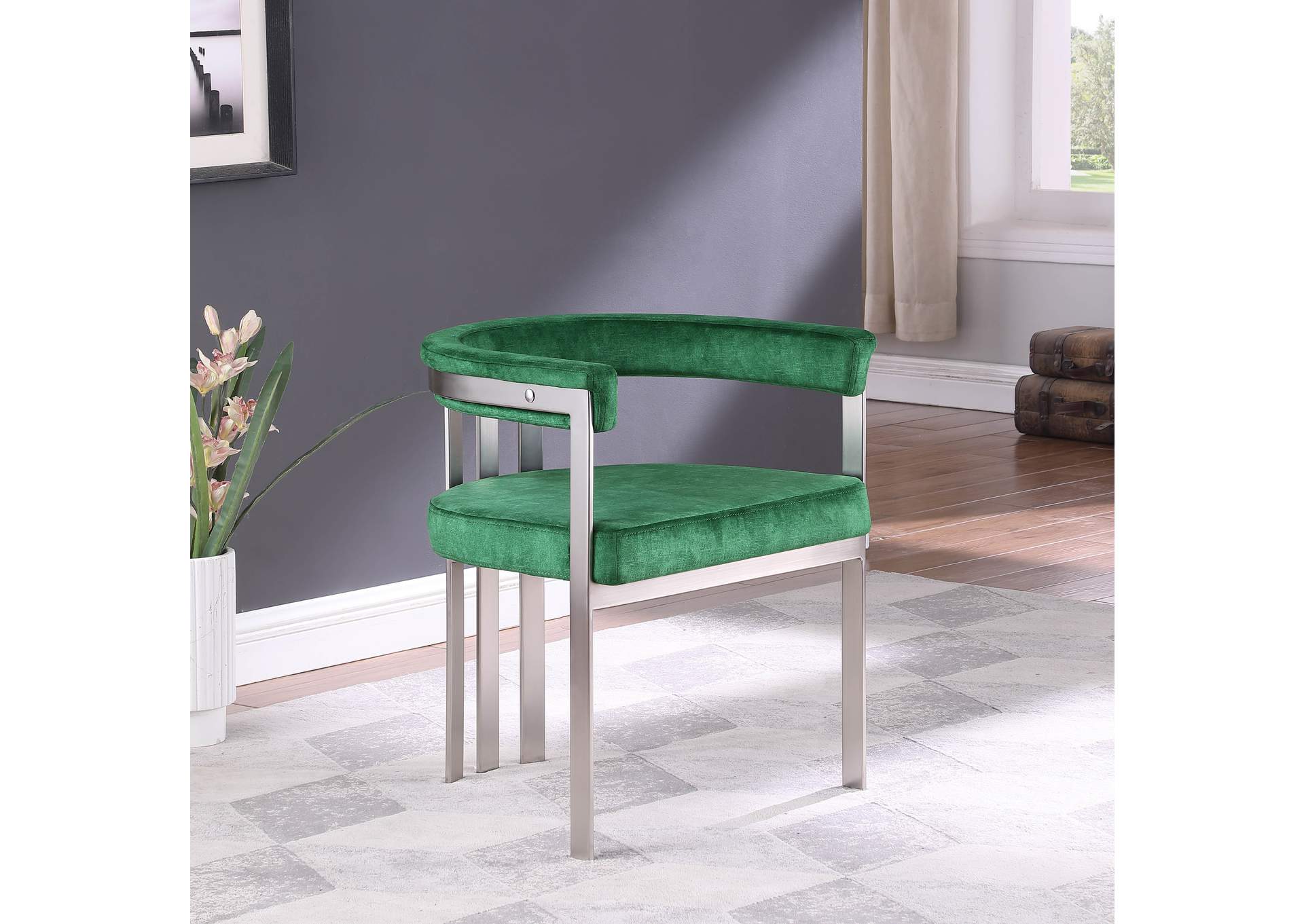 Marcello Green Velvet Dining Chair Set of 2,Meridian Furniture