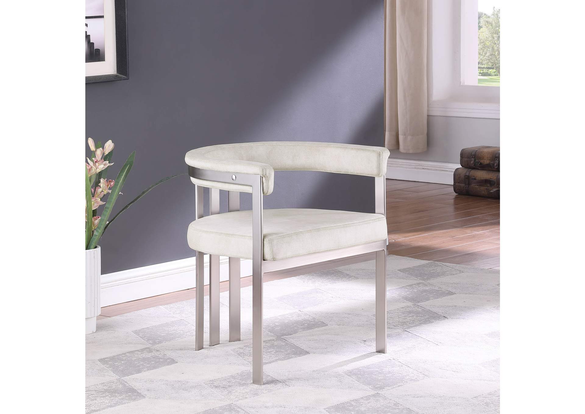 Marcello Stone Velvet Dining Chair Set of 2,Meridian Furniture