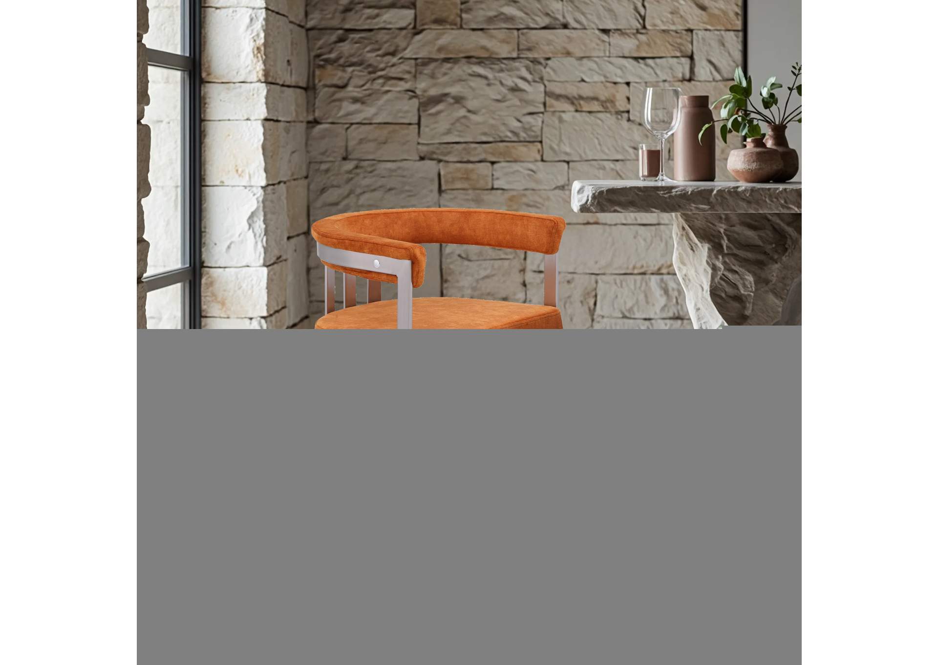 Marcello Cognac Velvet Counter Stool,Meridian Furniture