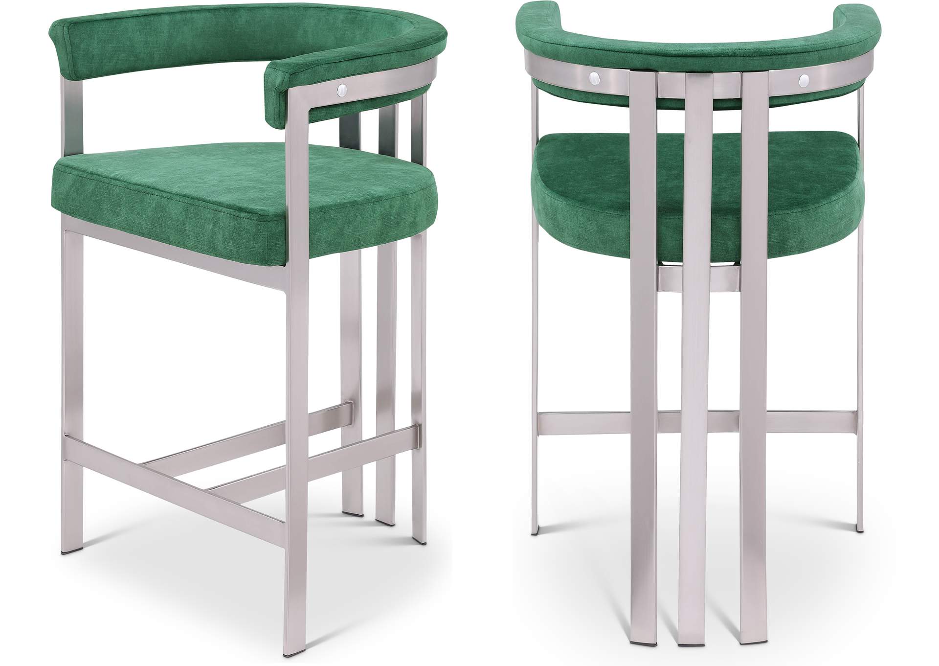 Marcello Green Velvet Counter Stool,Meridian Furniture