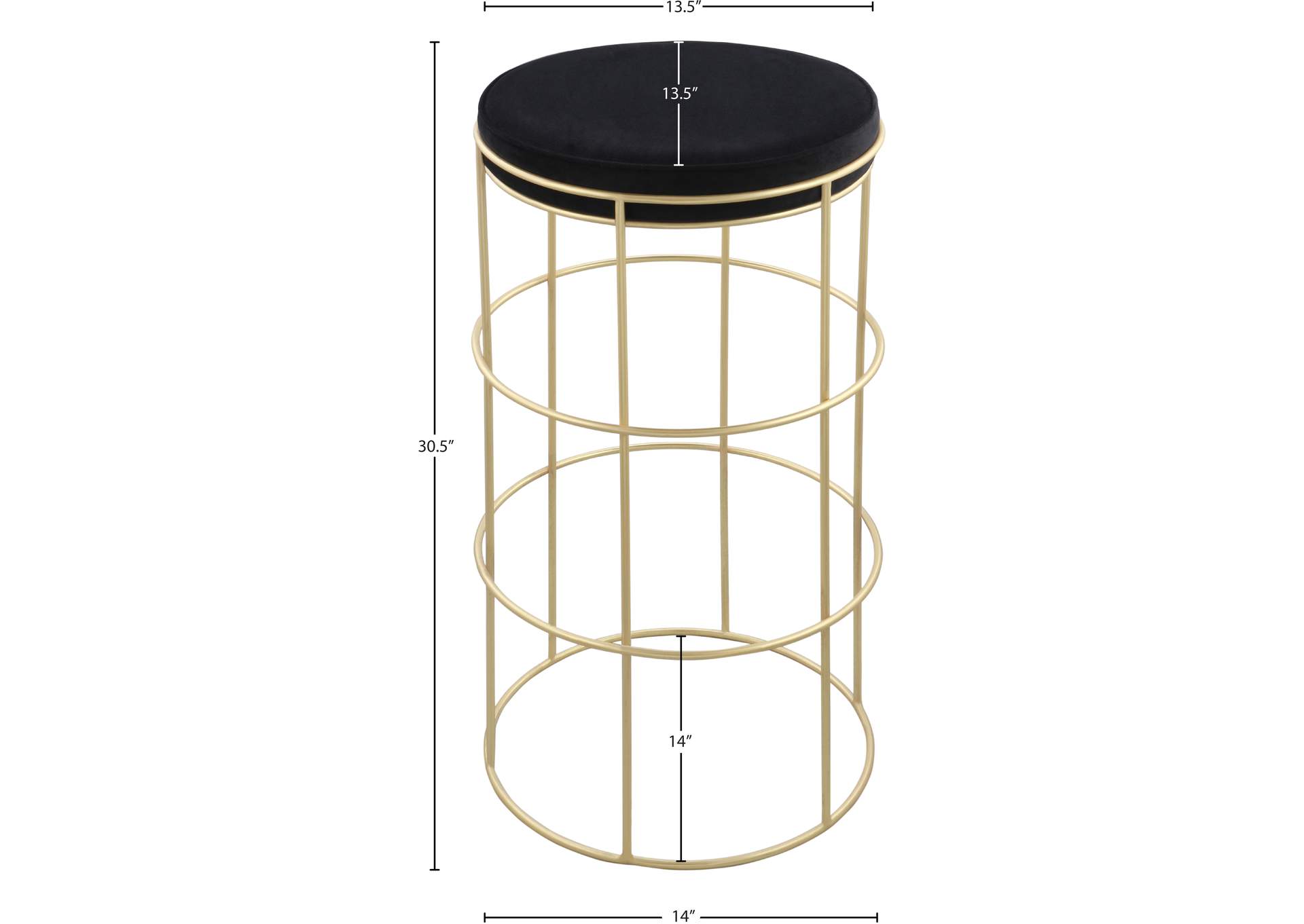 Rebar Black Velvet Counter Stool,Meridian Furniture