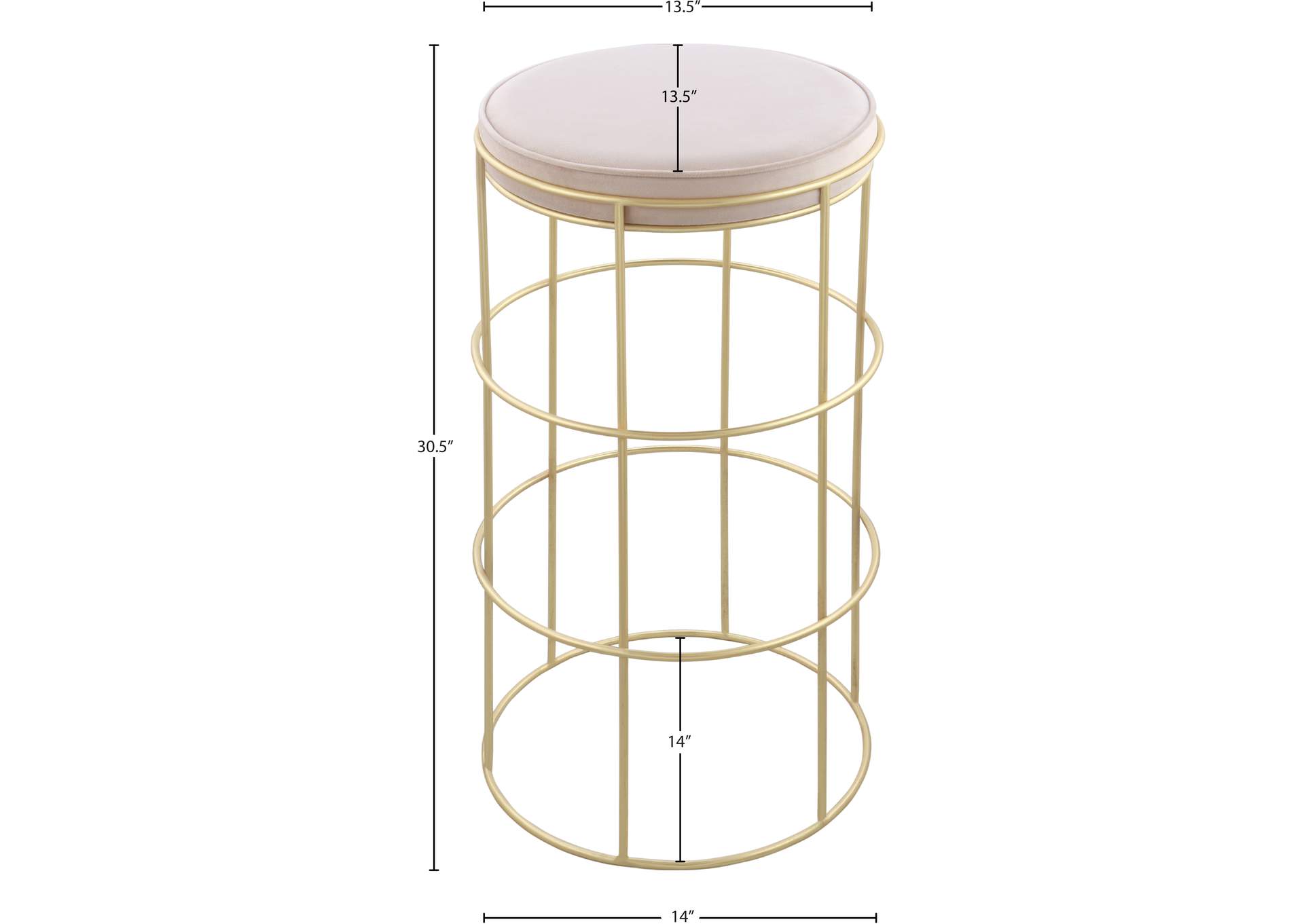 Rebar Cream Velvet Counter Stool,Meridian Furniture