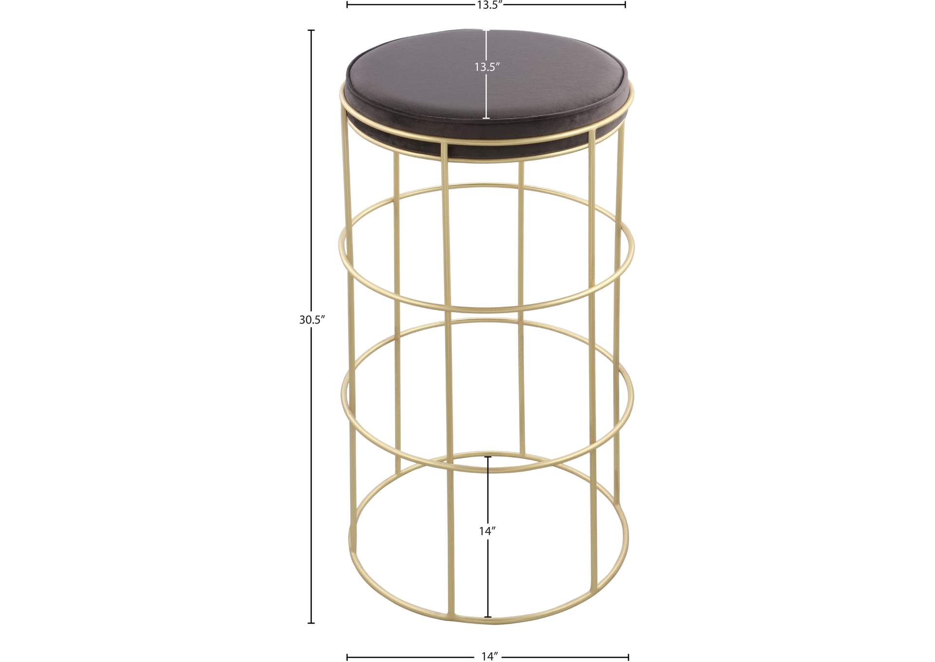 Rebar Grey Velvet Counter Stool,Meridian Furniture