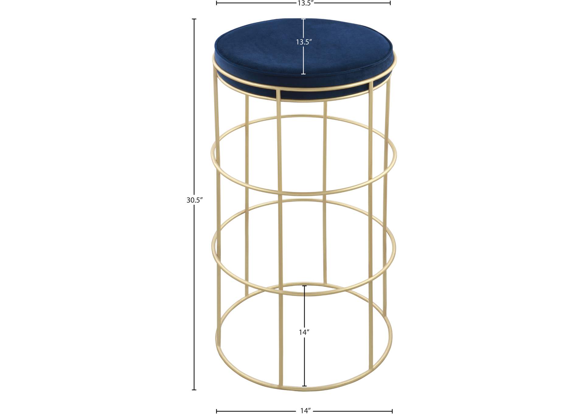 Rebar Navy Velvet Counter Stool,Meridian Furniture