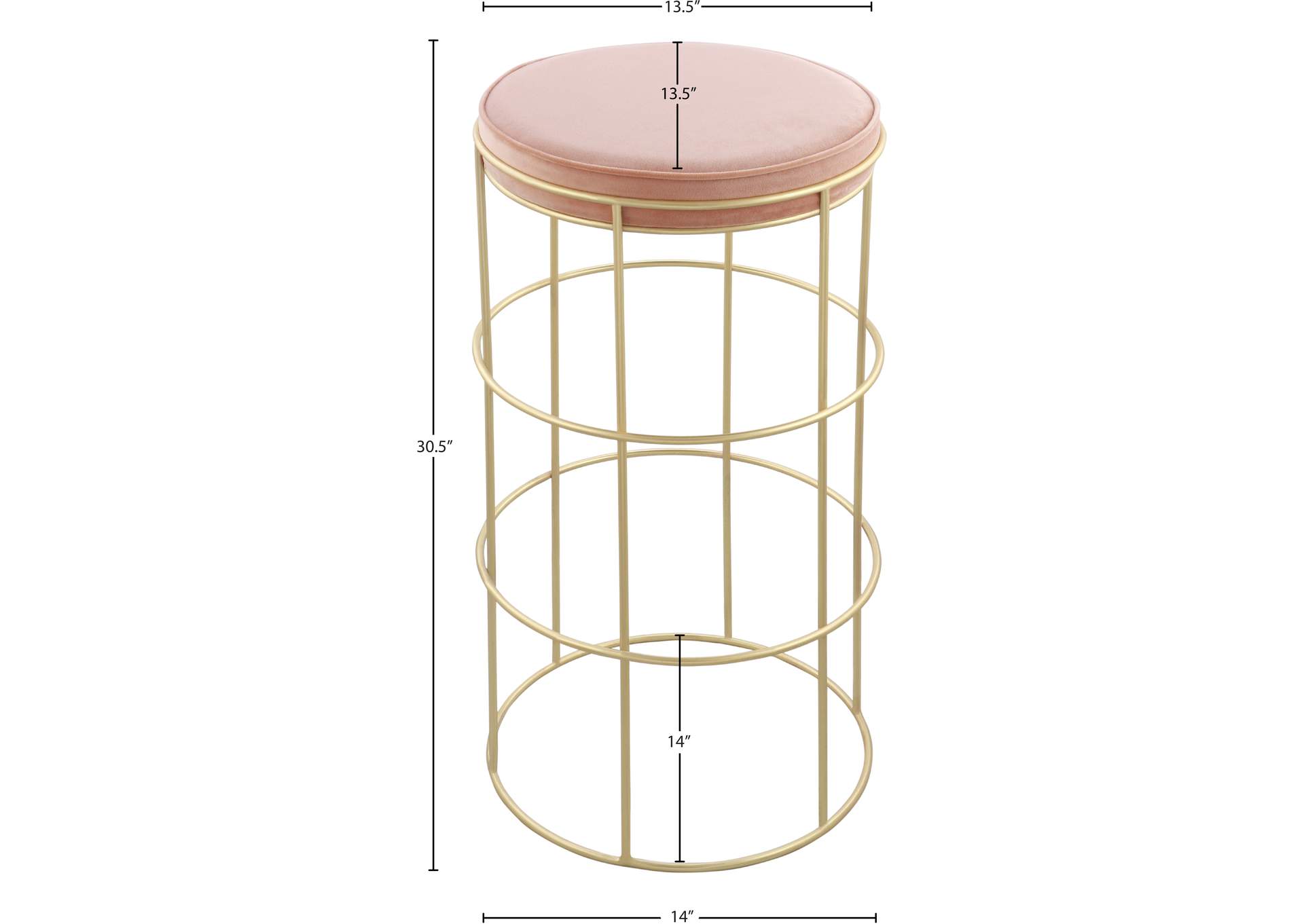 Rebar Pink Velvet Counter Stool,Meridian Furniture