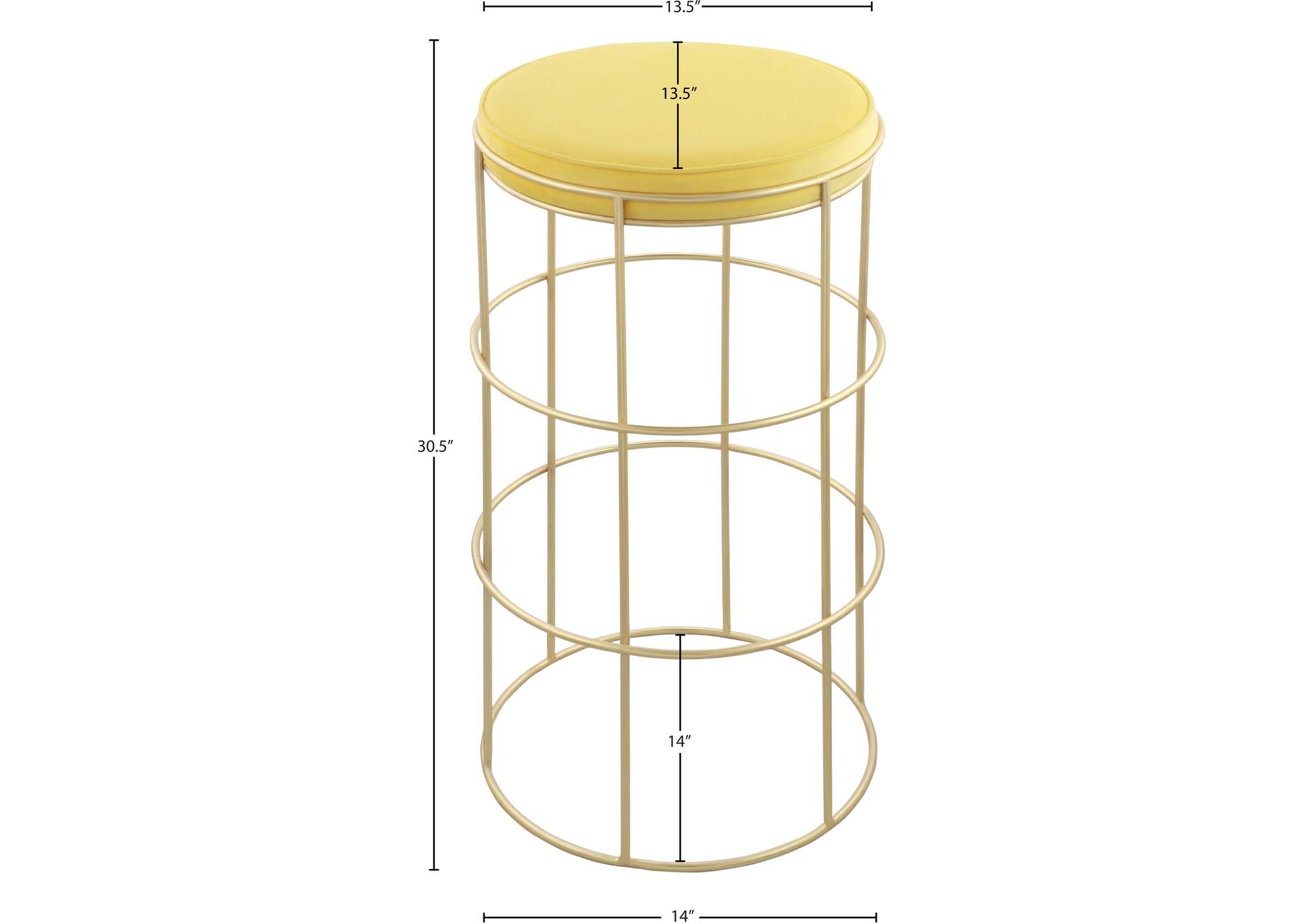 Rebar Yellow Velvet Counter Stool,Meridian Furniture