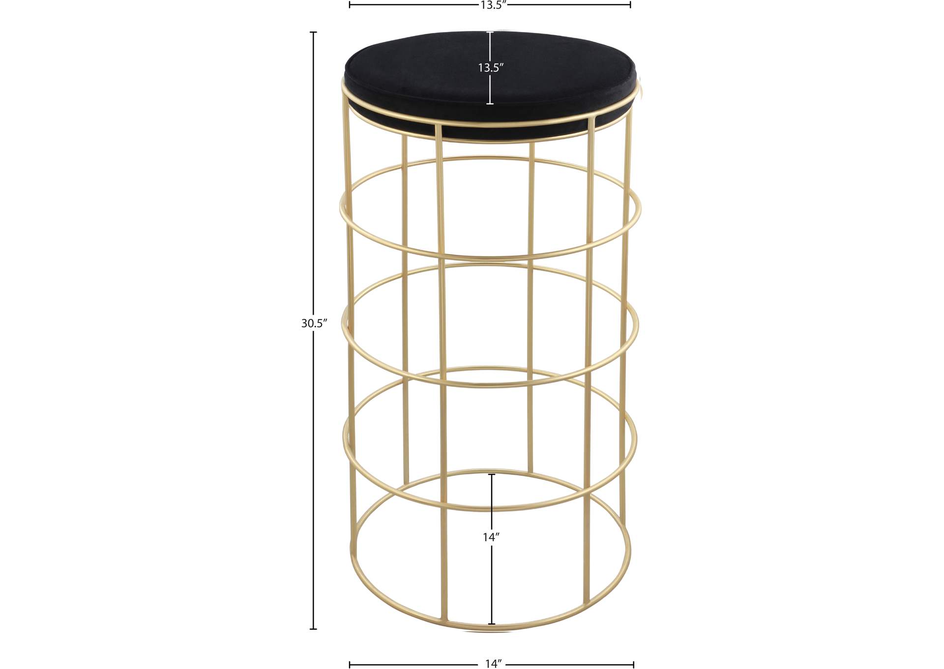 Rebar Black Velvet Bar Stool,Meridian Furniture