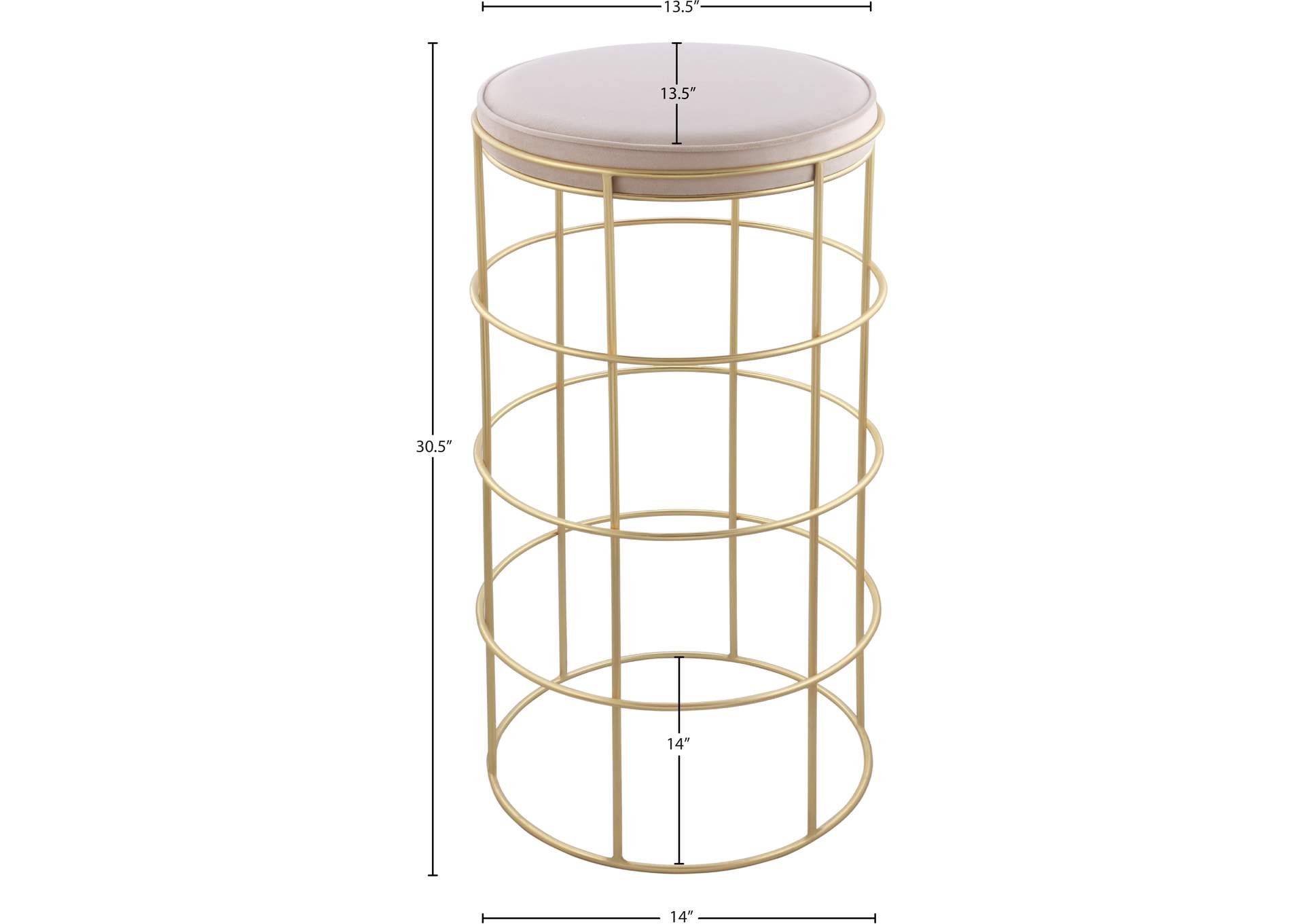 Rebar Cream Velvet Bar Stool,Meridian Furniture