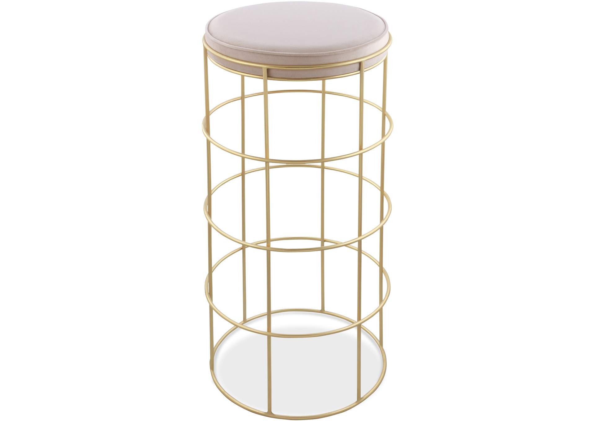 Rebar Cream Velvet Bar Stool,Meridian Furniture