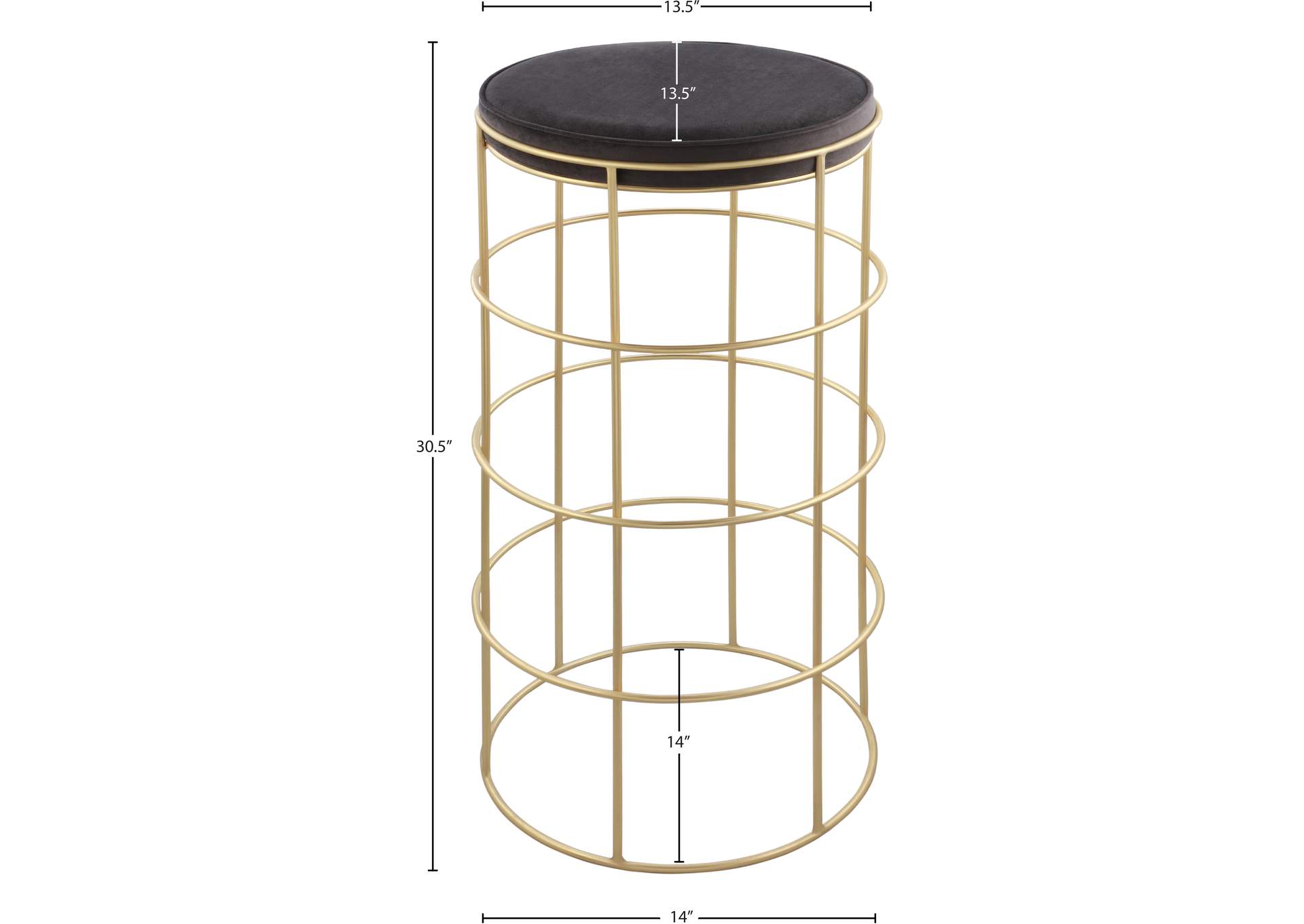 Rebar Grey Velvet Bar Stool,Meridian Furniture