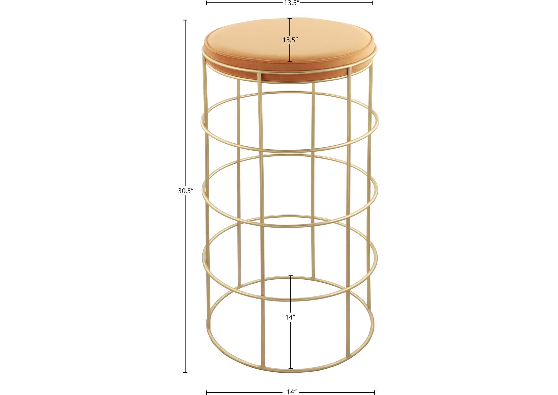 Rebar Mango Velvet Bar Stool,Meridian Furniture