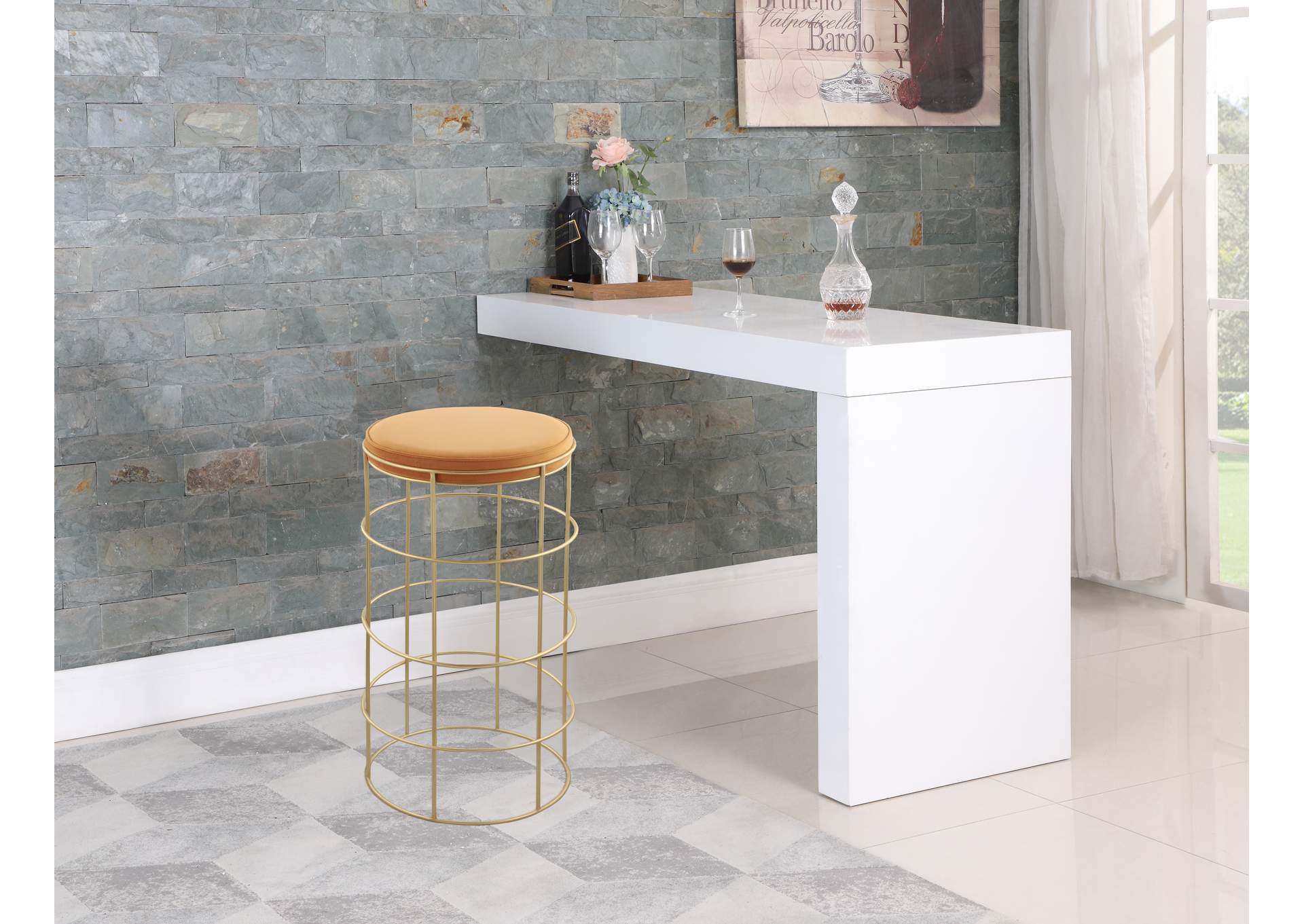 Rebar Mango Velvet Bar Stool,Meridian Furniture