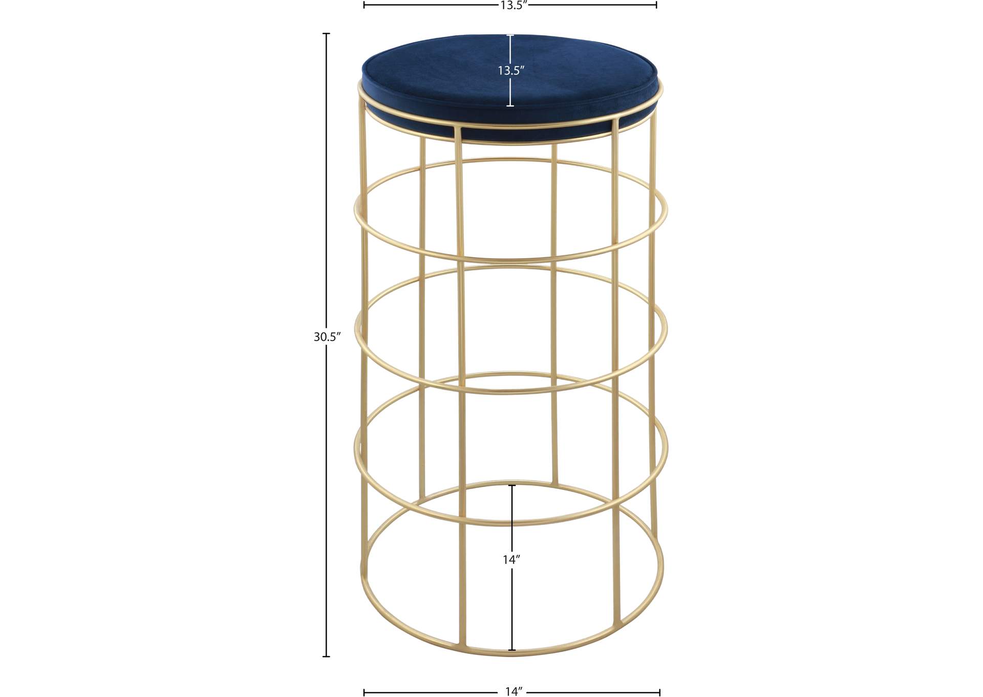 Rebar Navy Velvet Bar Stool,Meridian Furniture