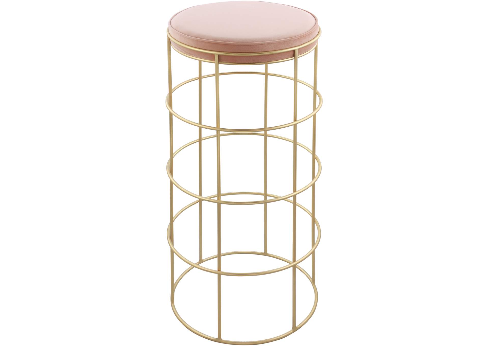 Rebar Pink Velvet Bar Stool,Meridian Furniture