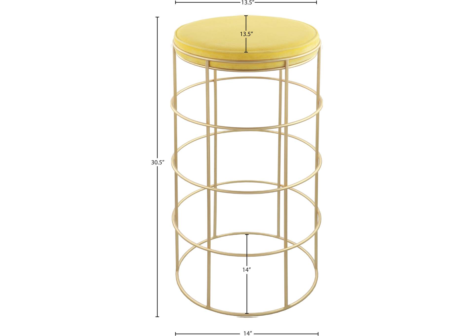 Rebar Yellow Velvet Bar Stool,Meridian Furniture