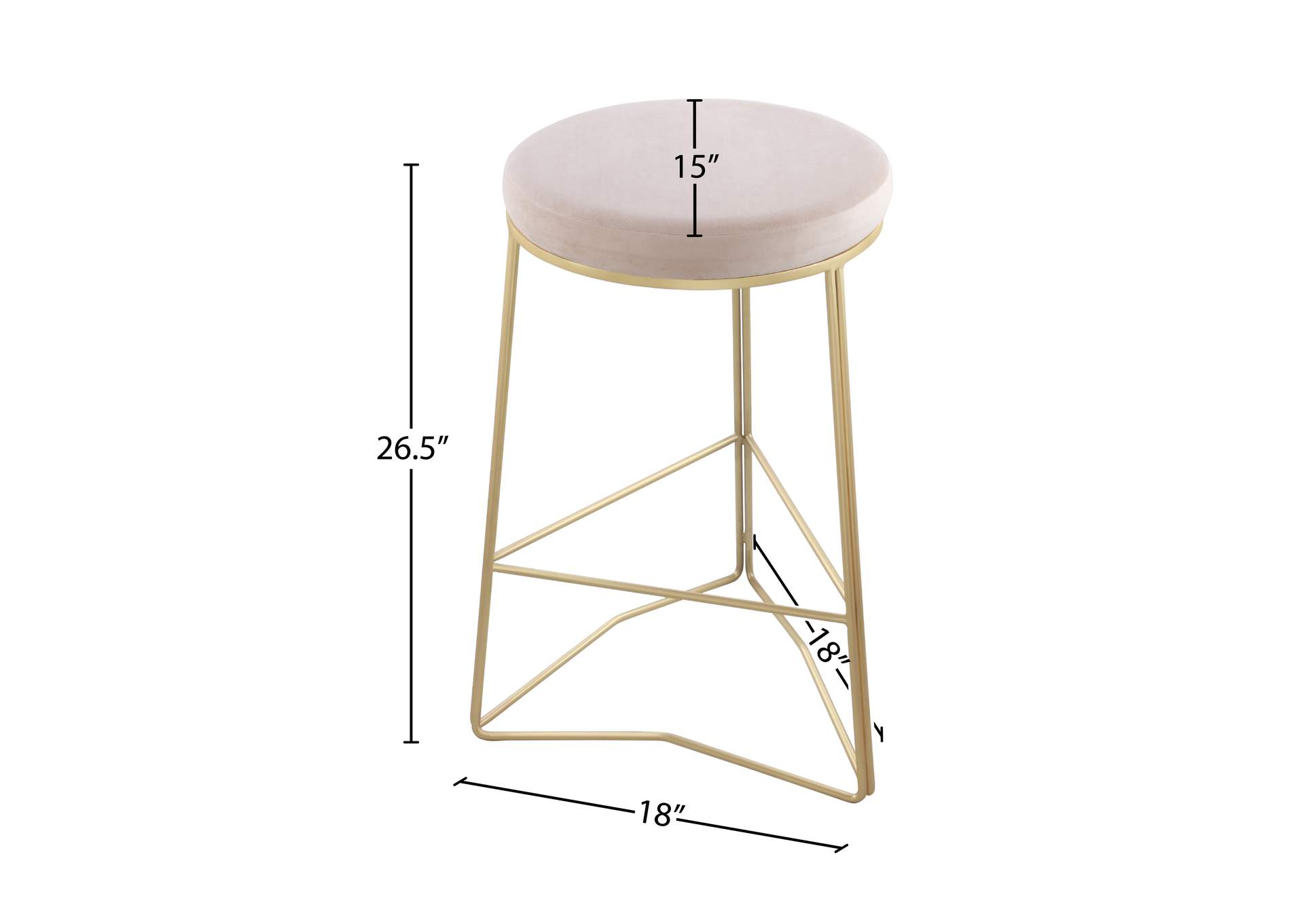 Tres Cream Velvet Counter Stool,Meridian Furniture