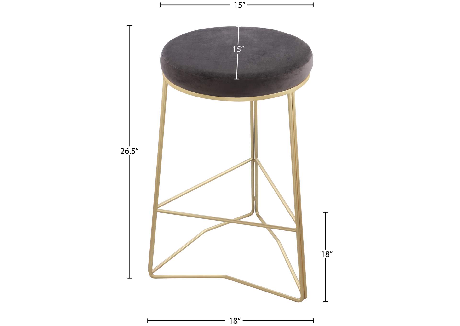 Tres Grey Velvet Counter Stool,Meridian Furniture