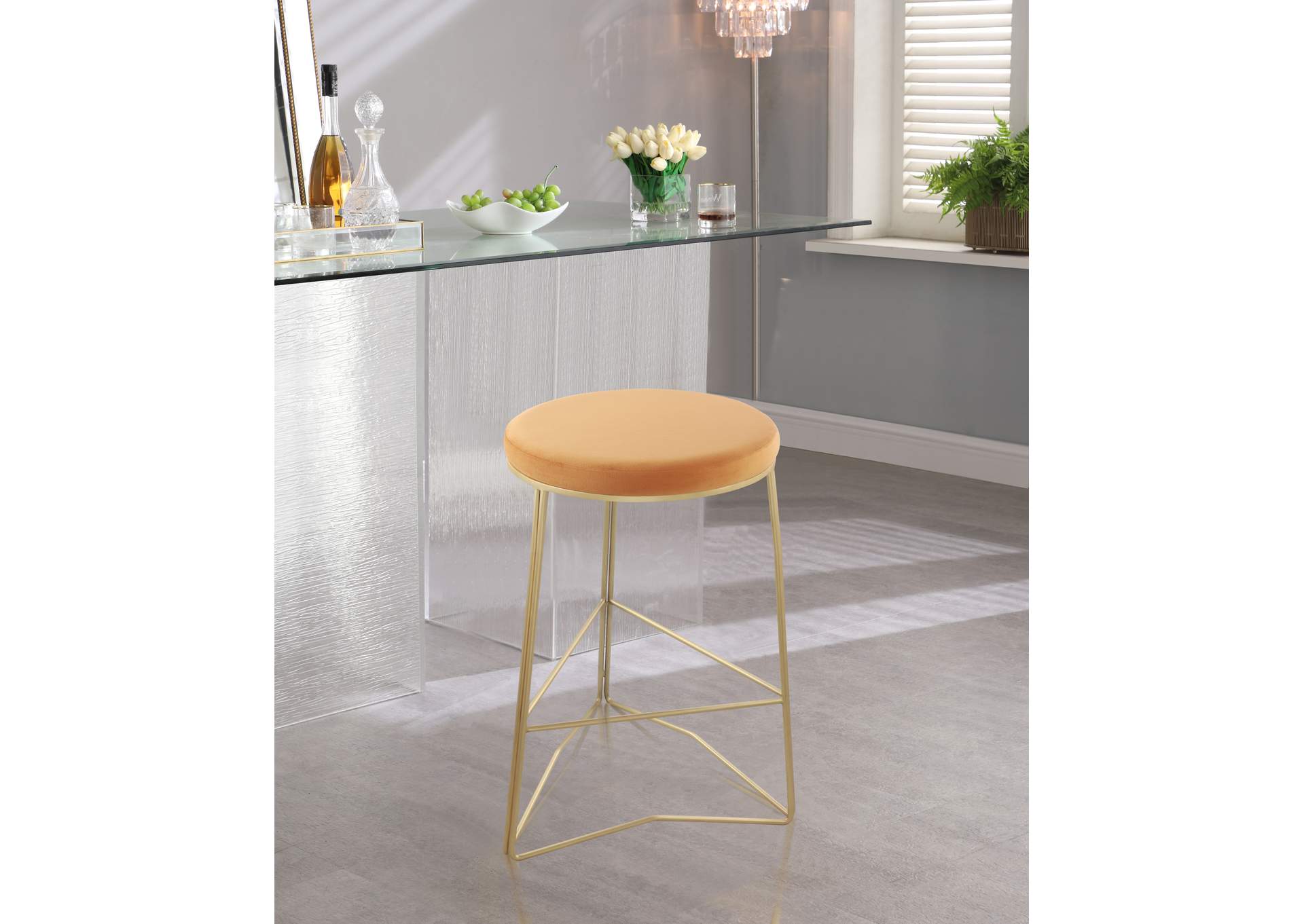 Tres Mango Velvet Counter Stool,Meridian Furniture