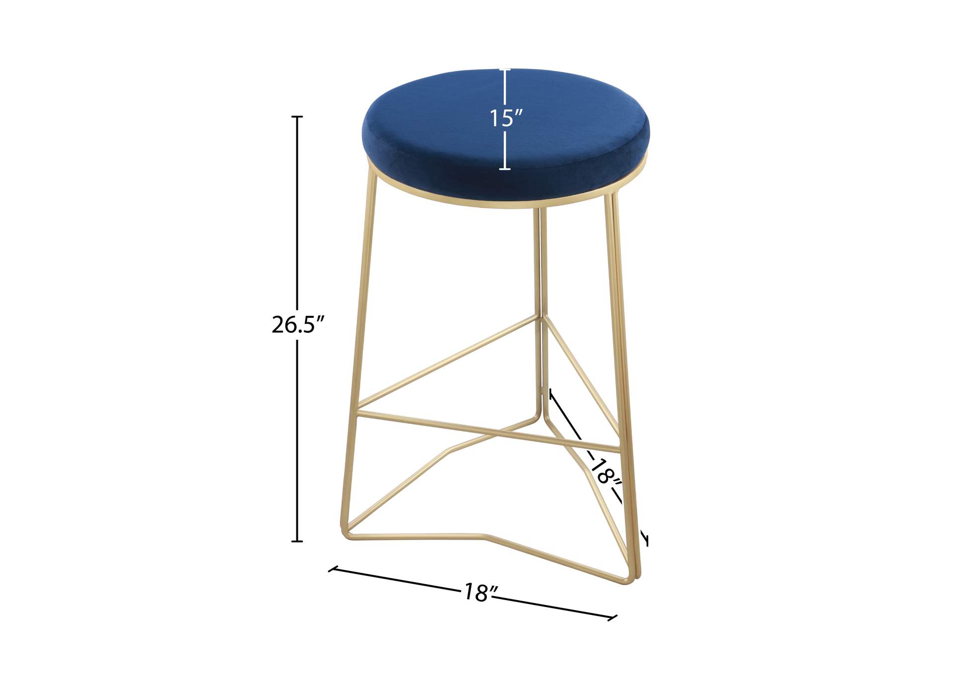 Tres Navy Velvet Counter Stool,Meridian Furniture