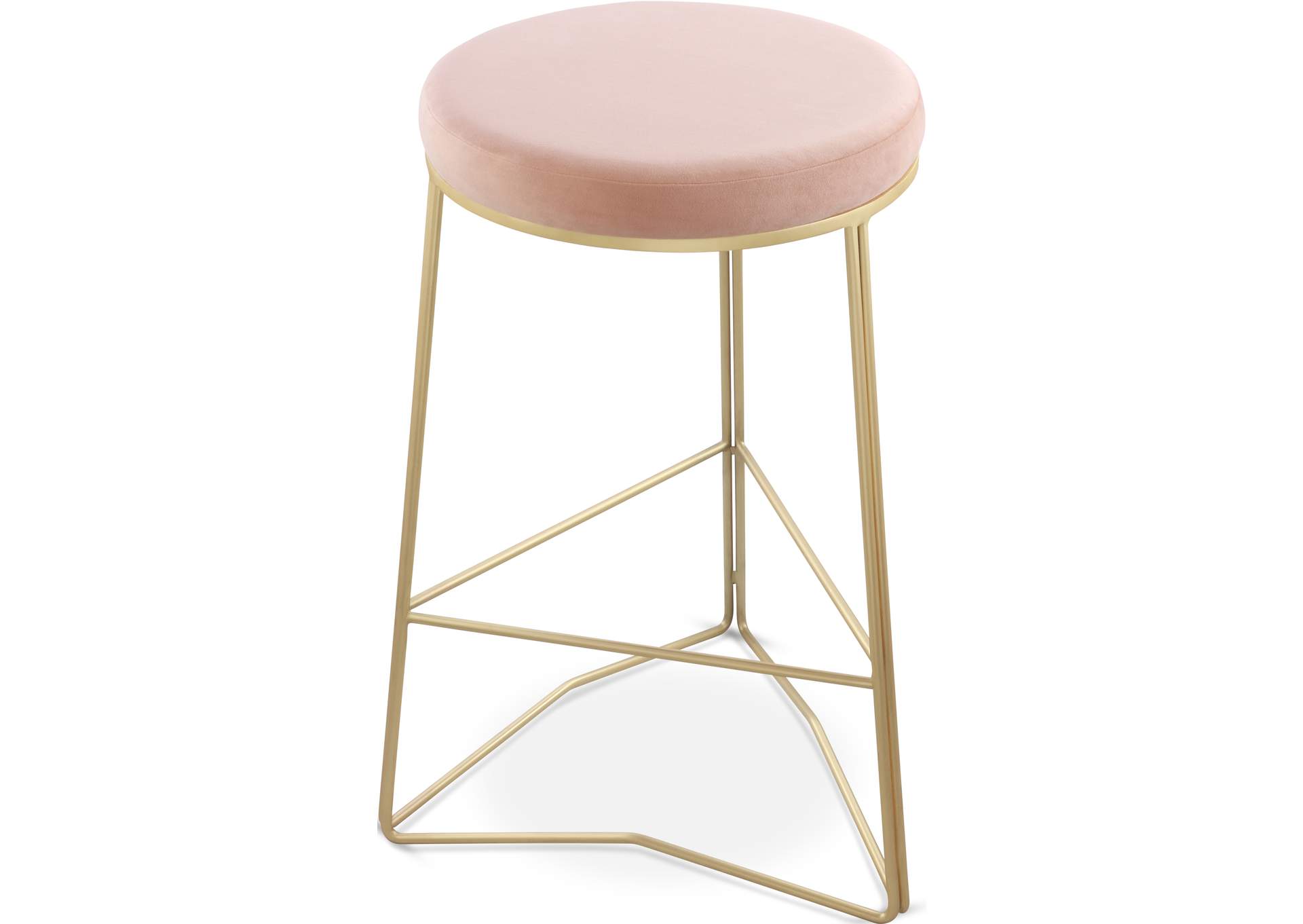 Tres Pink Velvet Counter Stool,Meridian Furniture